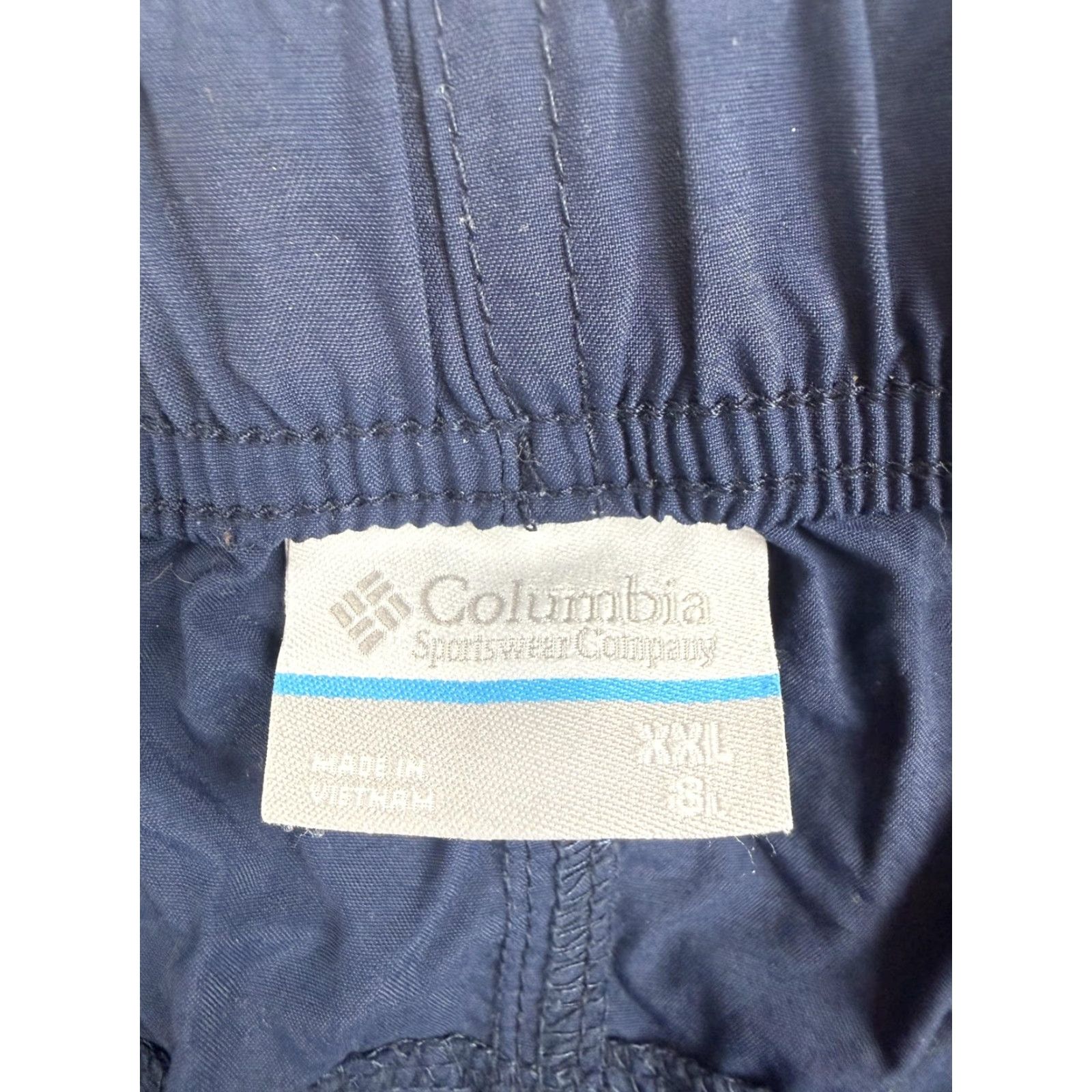 Vintage Columbia Pants Mens 2XL Navy Blue Hiking Nylon Elastic Waist Belt Zip Pockets Size US 39 - 3 Thumbnail