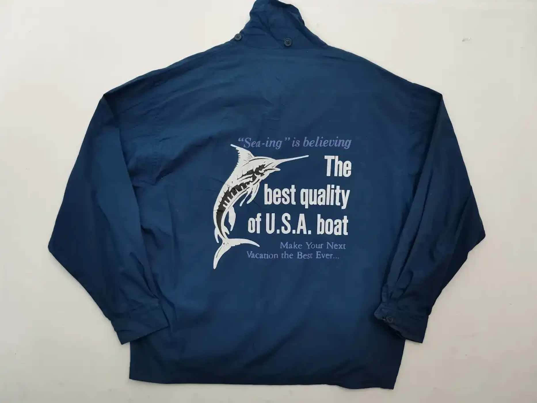 Vintage Vintage Fish Print Big Logo Jacket Size US XL / EU 56 / 4 - 4 Thumbnail