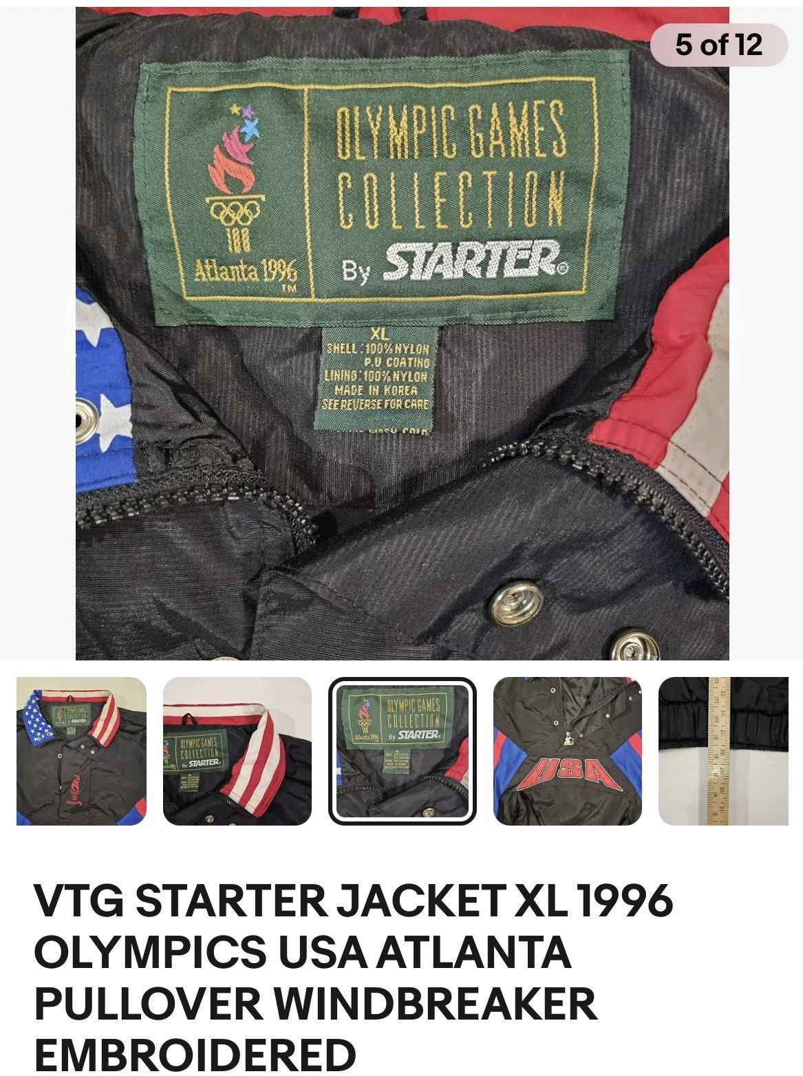 Starter × USA Olympics × Vintage Vintage 90s USA Starter Pullover Size US XL / EU 56 / 4 - 8 Thumbnail
