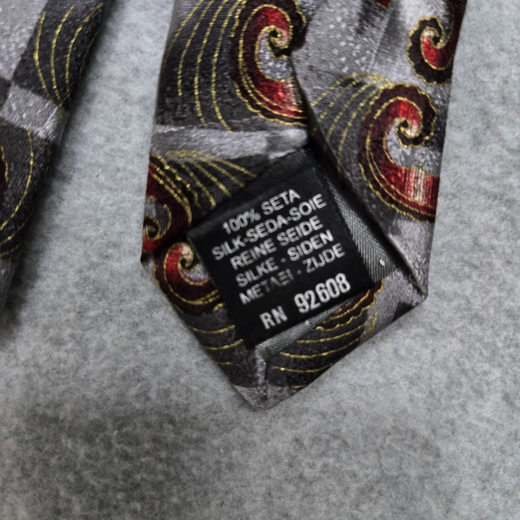 Vintage Gino Rossini Tie Mens Gray Silk Made in Italy Paisley Swirl Pattern Formal Necktie Size ONE SIZE - 6 Thumbnail