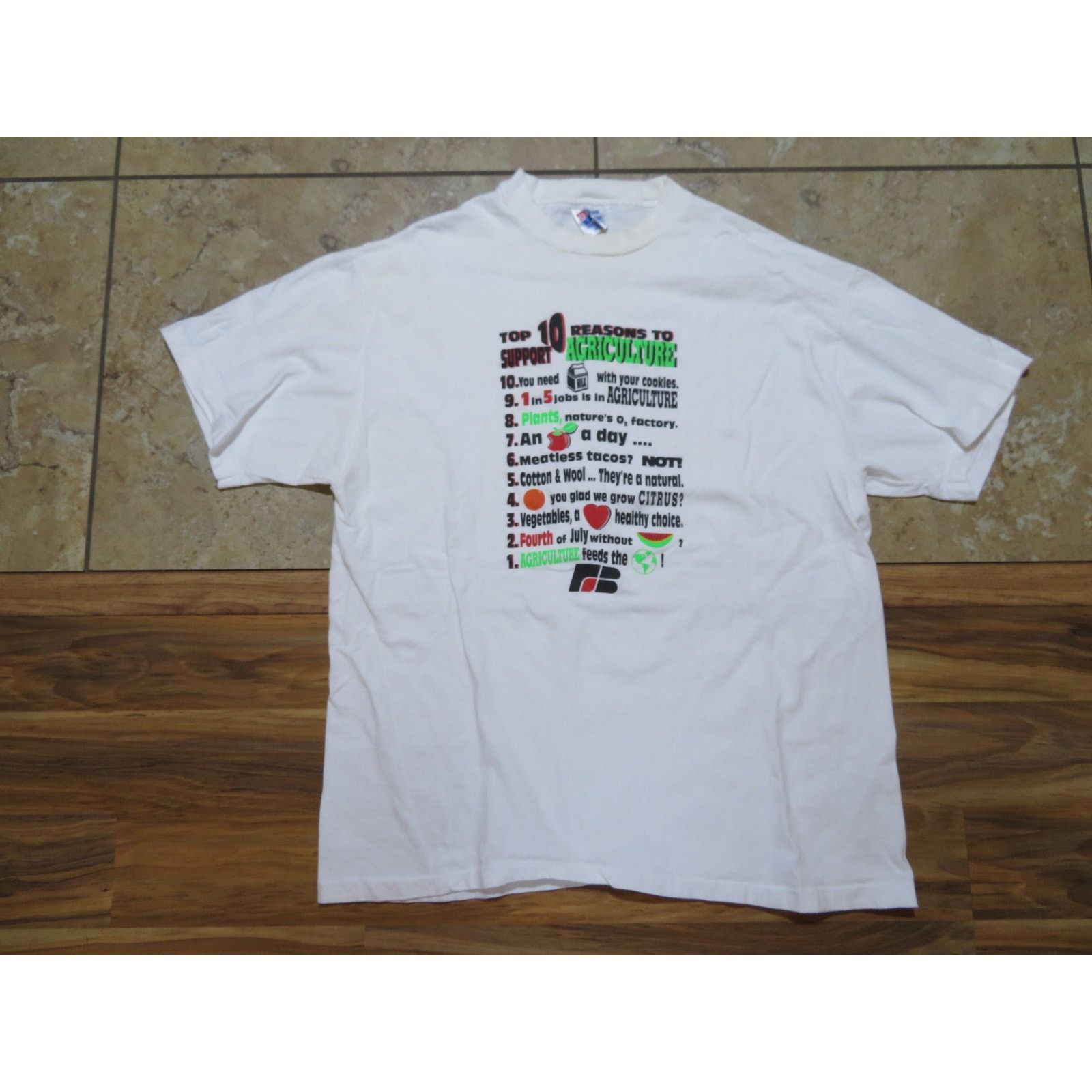 Hanes Top Ten Reasons to Support Agriculture T-shirt White L 1990s Size US L / EU 52-54 / 3 - 1 Thumbnail