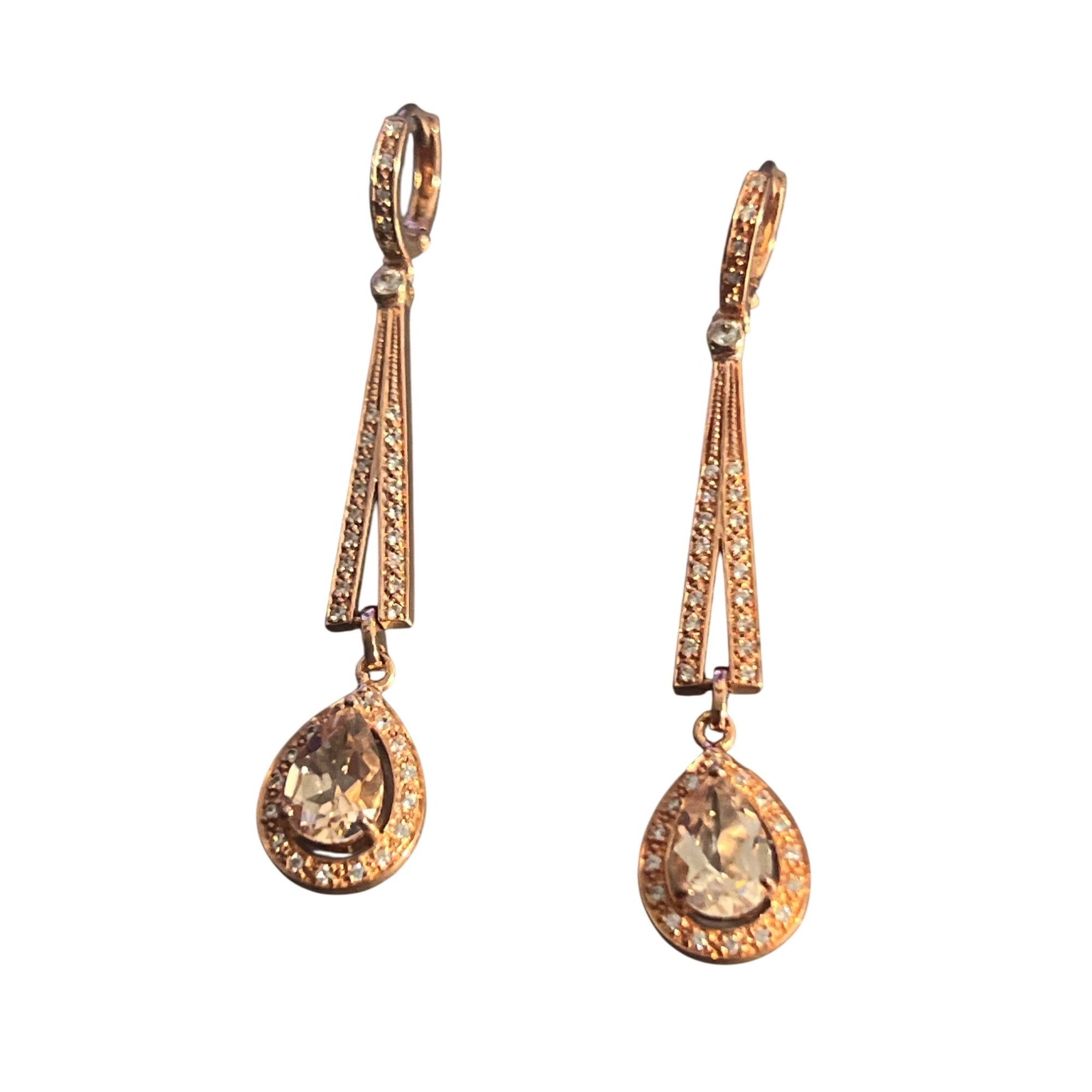 Other ATR Sterling Silver Rose Gold Plated Dangle Earrings Cubic Z Size ONE SIZE - 2 Thumbnail