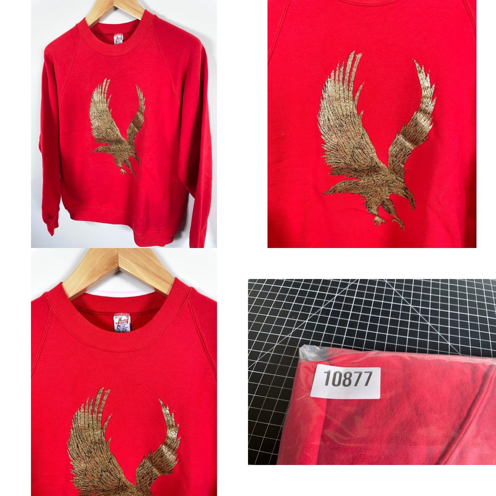 Russell Athletic VINTAGE Russell Athletic Sweatshirt Eagle Applique Red Raglan Sleeve Adult Large Size US L / EU 52-54 / 3 - 8 Thumbnail