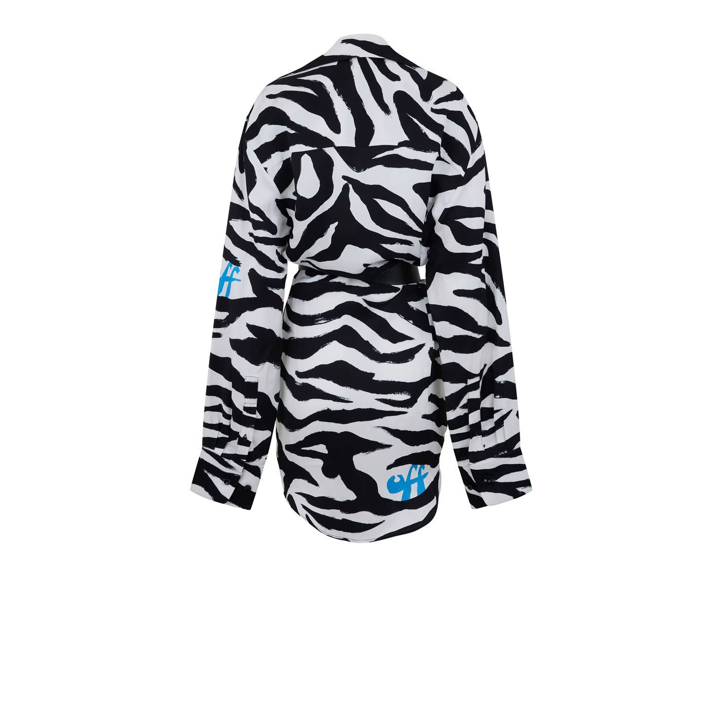 Off-White o1g2r1mq0125 Zebra Shirt Dress in White & Black Size S / US 4 / IT 40 - 2 Thumbnail