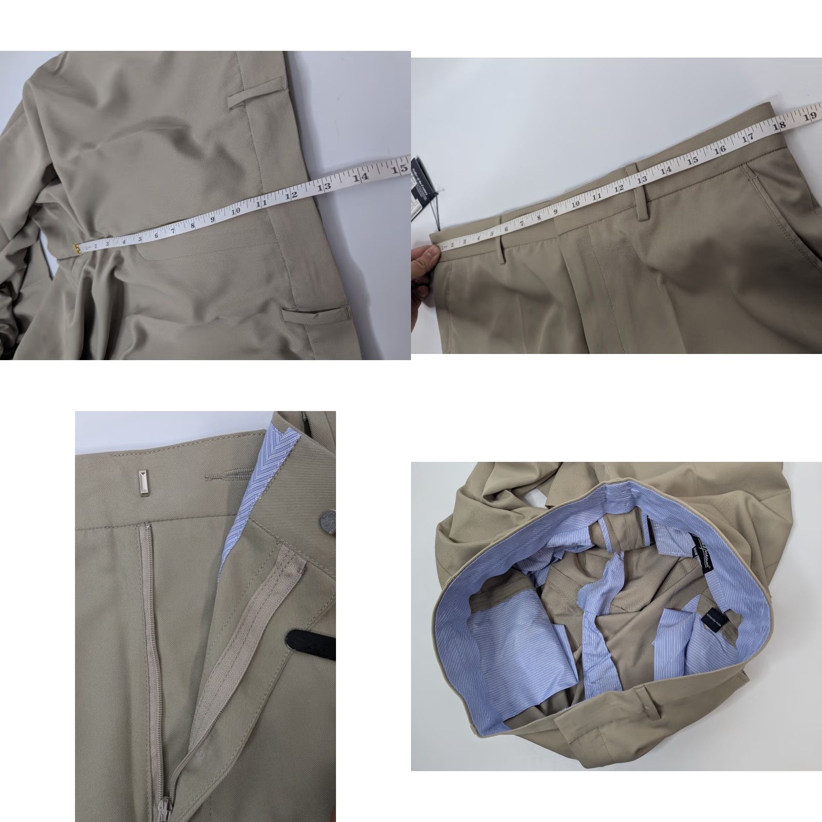 Vintage NWT Jack Nicklaus Performance Men's Khakis Taupe Pleated Golf Dress Pants 36W Regular Inseam 32" Size US 36 / EU 52 - 8 Thumbnail