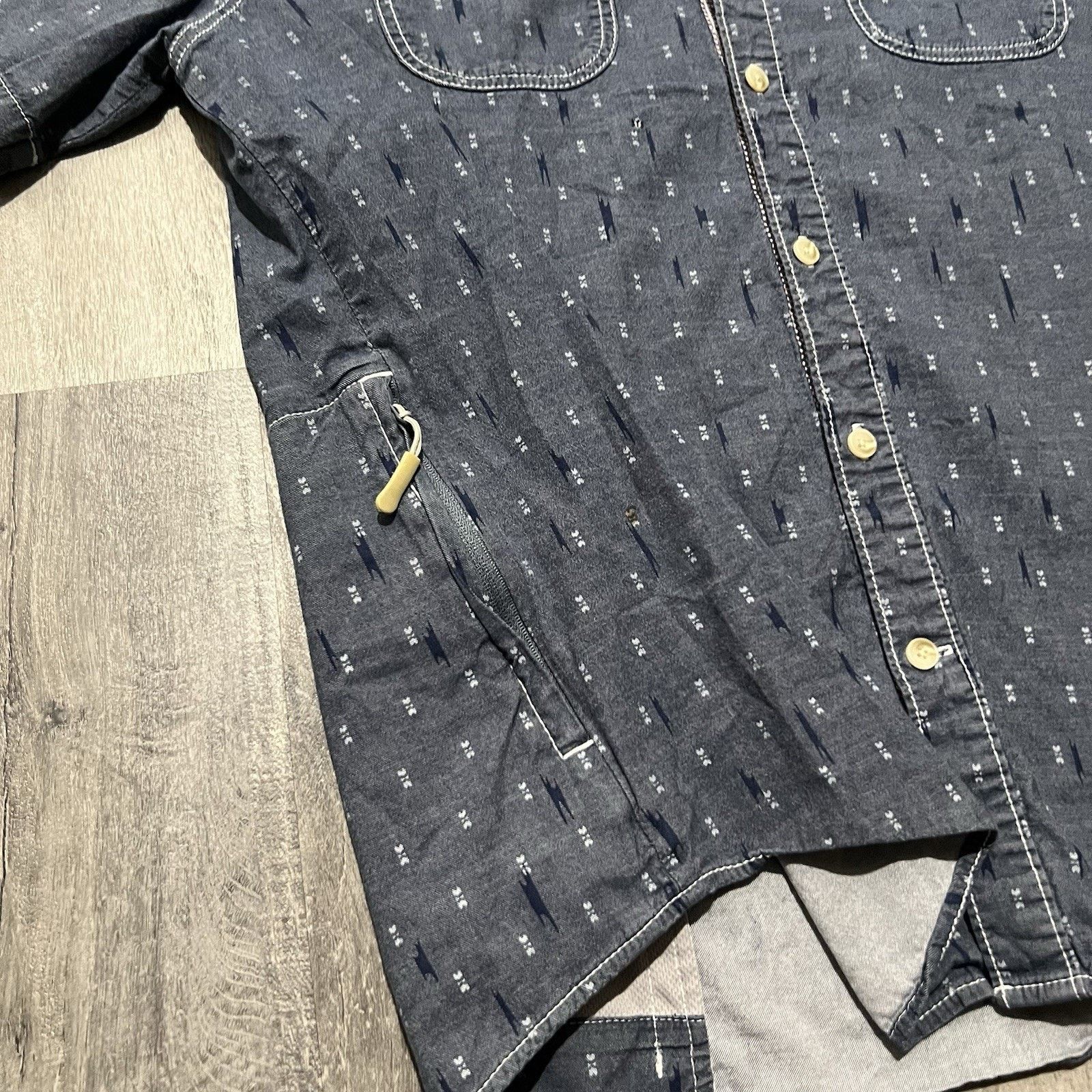 Gramicci Gramicci Shirt Blue Aztec Vented Button Up Y2K Side Pocket L Size US L / EU 52-54 / 3 - 3 Thumbnail