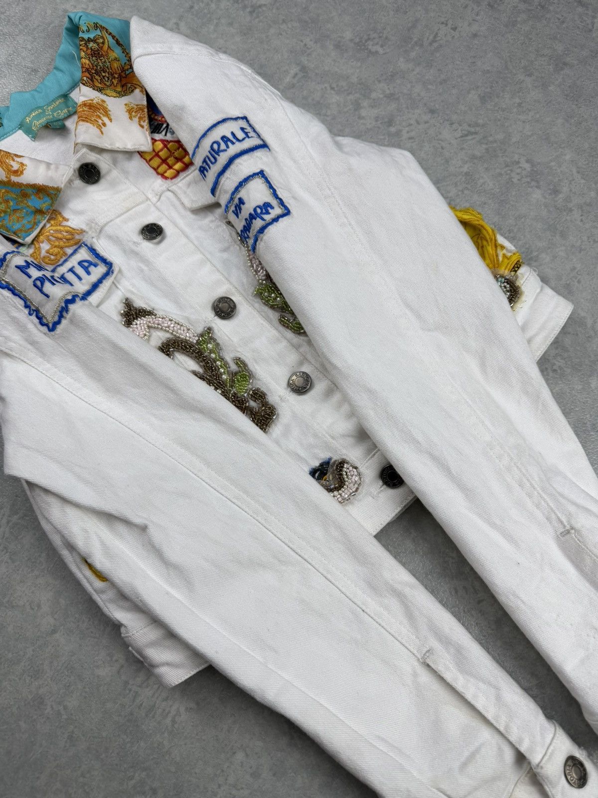 Other Antica Sartoria Capri White Denim Jacket Size XS Size XS / US 0-2 / IT 36-38 - 9 Thumbnail