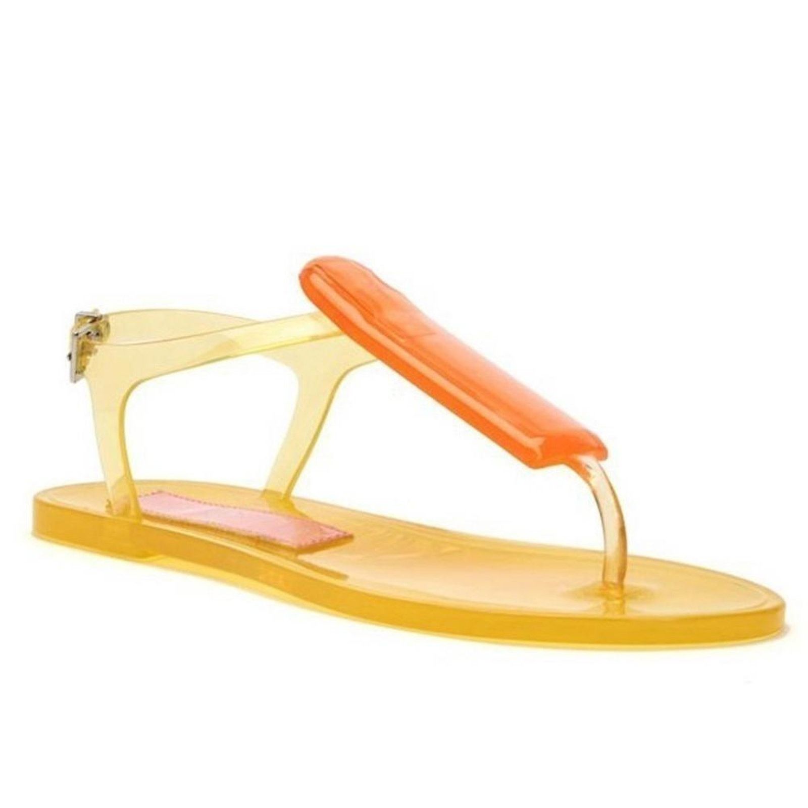 Designer Katy Perry Chic Yellow Jelly Flip Flops Sandles Size US 6 / IT 36 - 4 Thumbnail