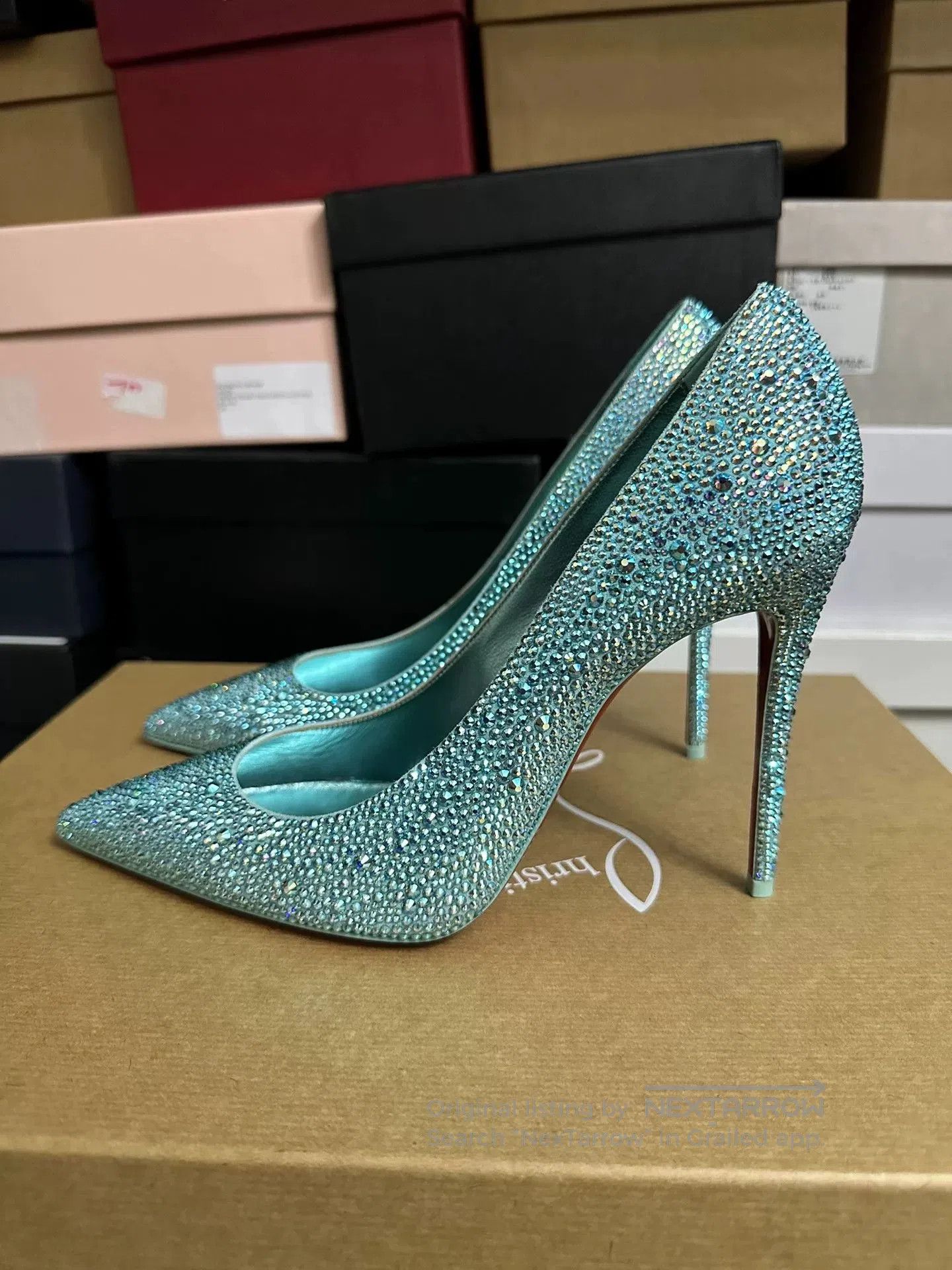 Christian Louboutin Christian Louboutin Blue Crystal Heels 39. Size US 8 / IT 38 - 7 Thumbnail