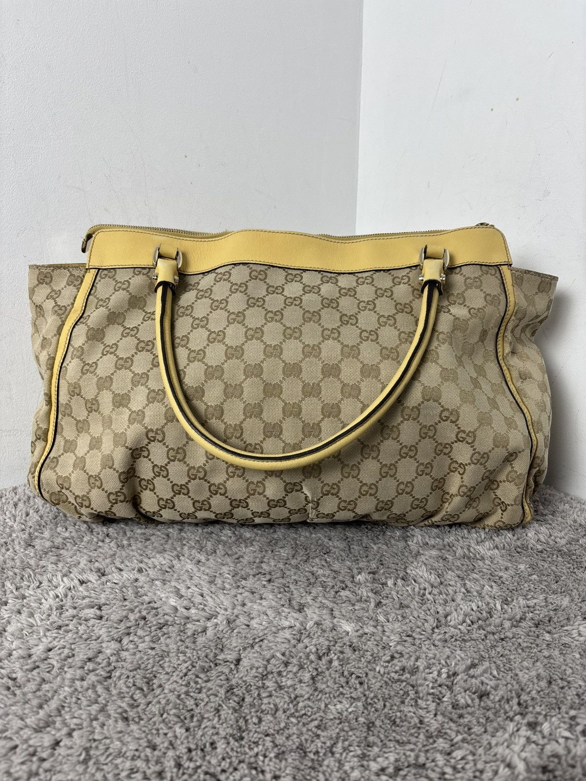 Gucci GUCCI GG Canvas Tote Bag Beige Gold Auth th540 Golden boston Size ONE SIZE - 5 Thumbnail