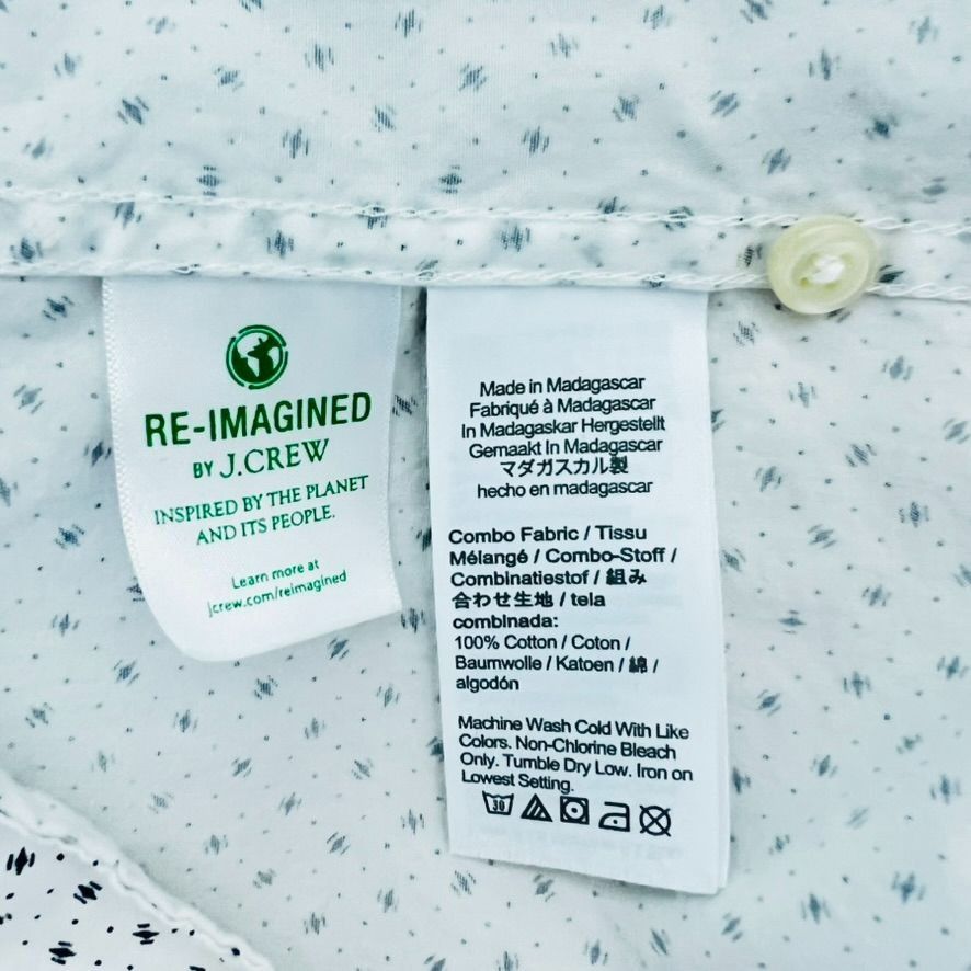 J.Crew JCrew Mens XL White Micro Print Short Sleeve Button Up Cotto Size US XL / EU 56 / 4 - 7 Thumbnail