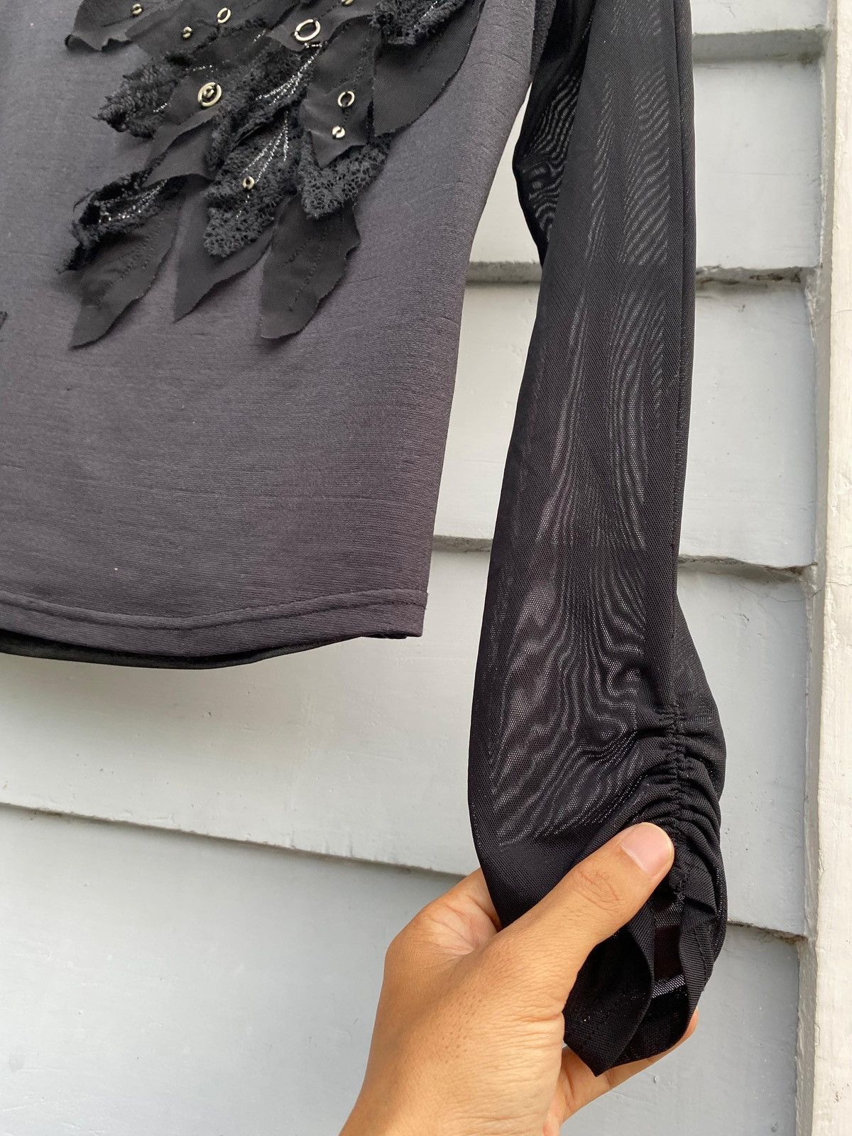 Japanese Brand Paola Dark Romantic Mesh Top Japan Leaves & Embellishments Size S / US 4 / IT 40 - 7 Thumbnail
