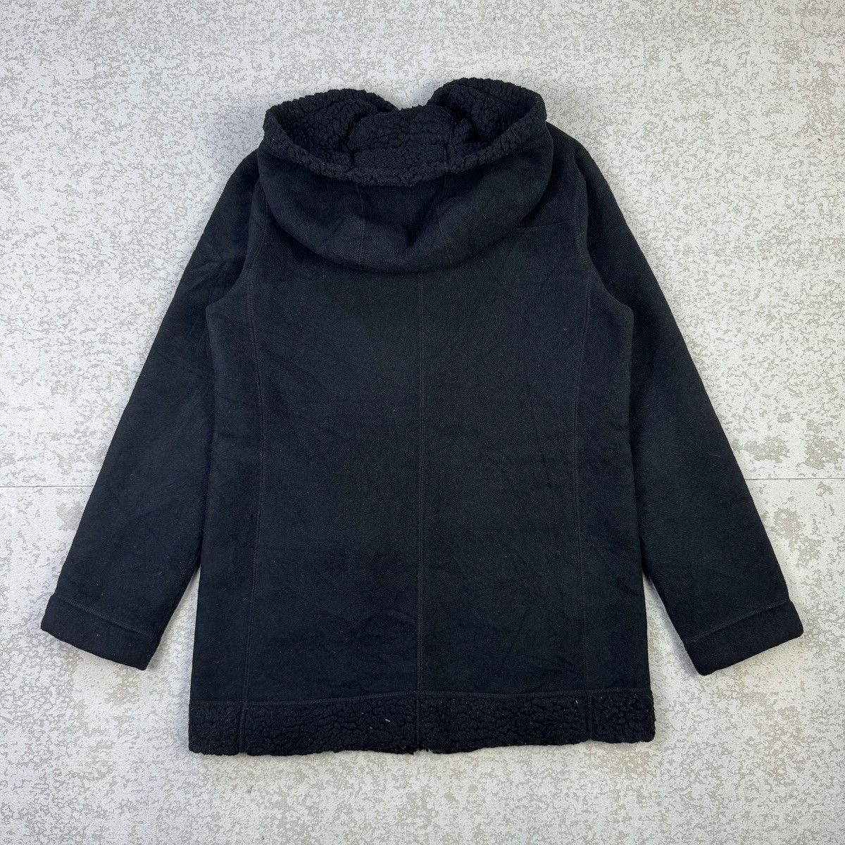 Japanese Brand × Uniqlo 💥Uniqlo Black Matted Fleece Hooded Jacket Size US L / EU 52-54 / 3 - 8 Thumbnail
