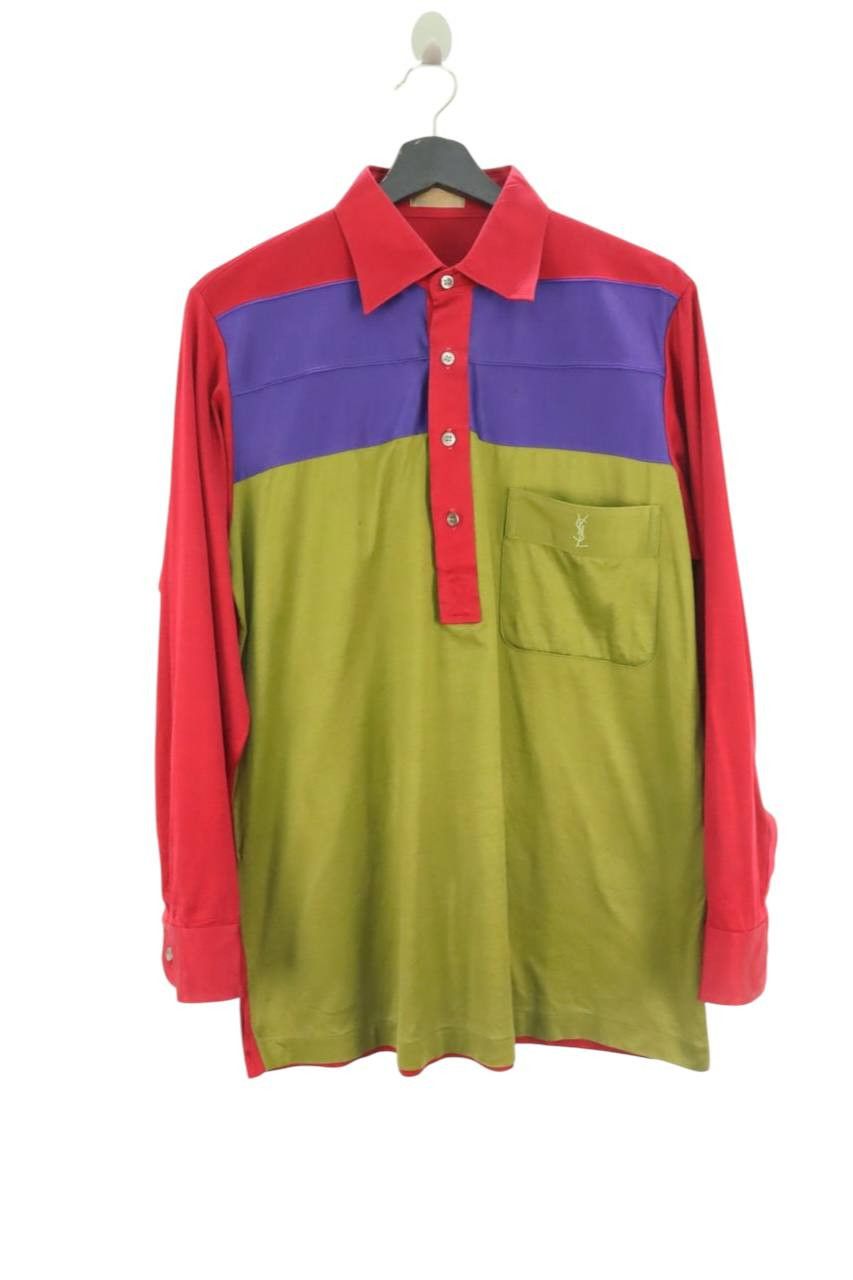 Yves Saint Laurent Vtg. Yves Saint Laurent Paris YSL Retro Multicolor L/S Shirt Size US M / EU 48-50 / 2 - 4 Thumbnail