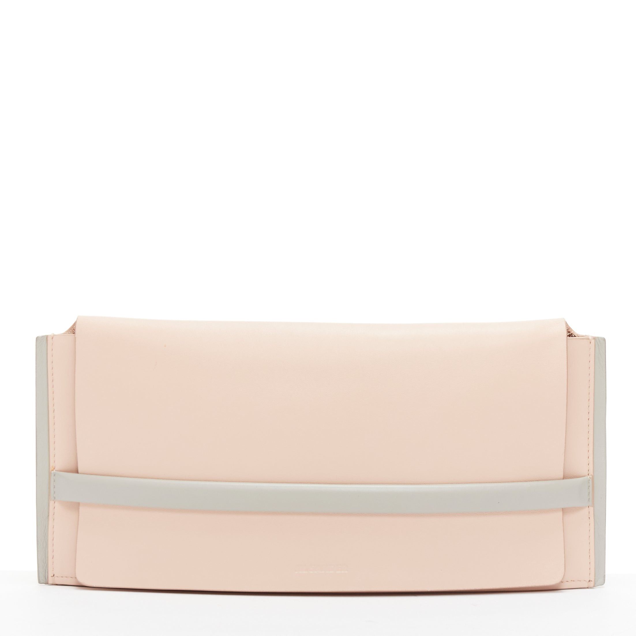 Jil Sander JIL SANDER pink grey smooth leather loop through envelope long clutch bag Size ONE SIZE - 1 Thumbnail