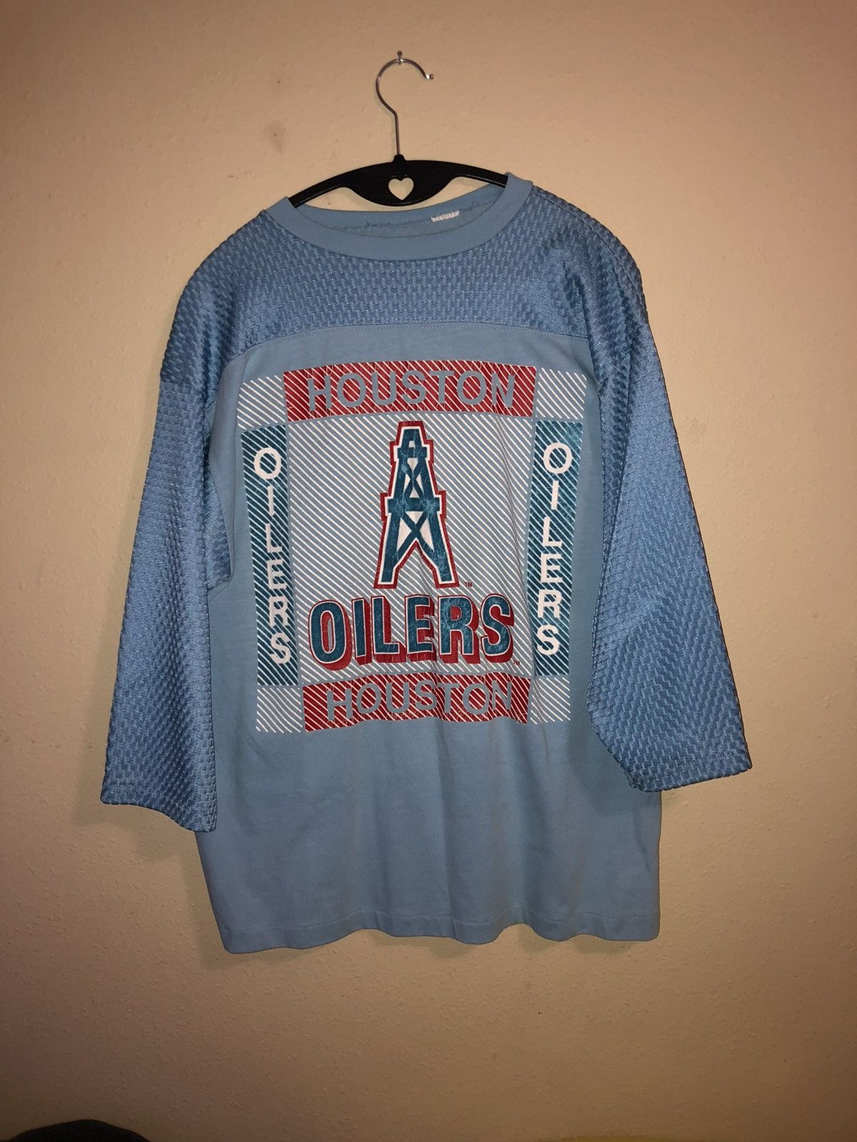 NFL Rare Vintage 1990s Houston Oilers mesh velvet jersey texas Size US L / EU 52-54 / 3 - 5 Thumbnail