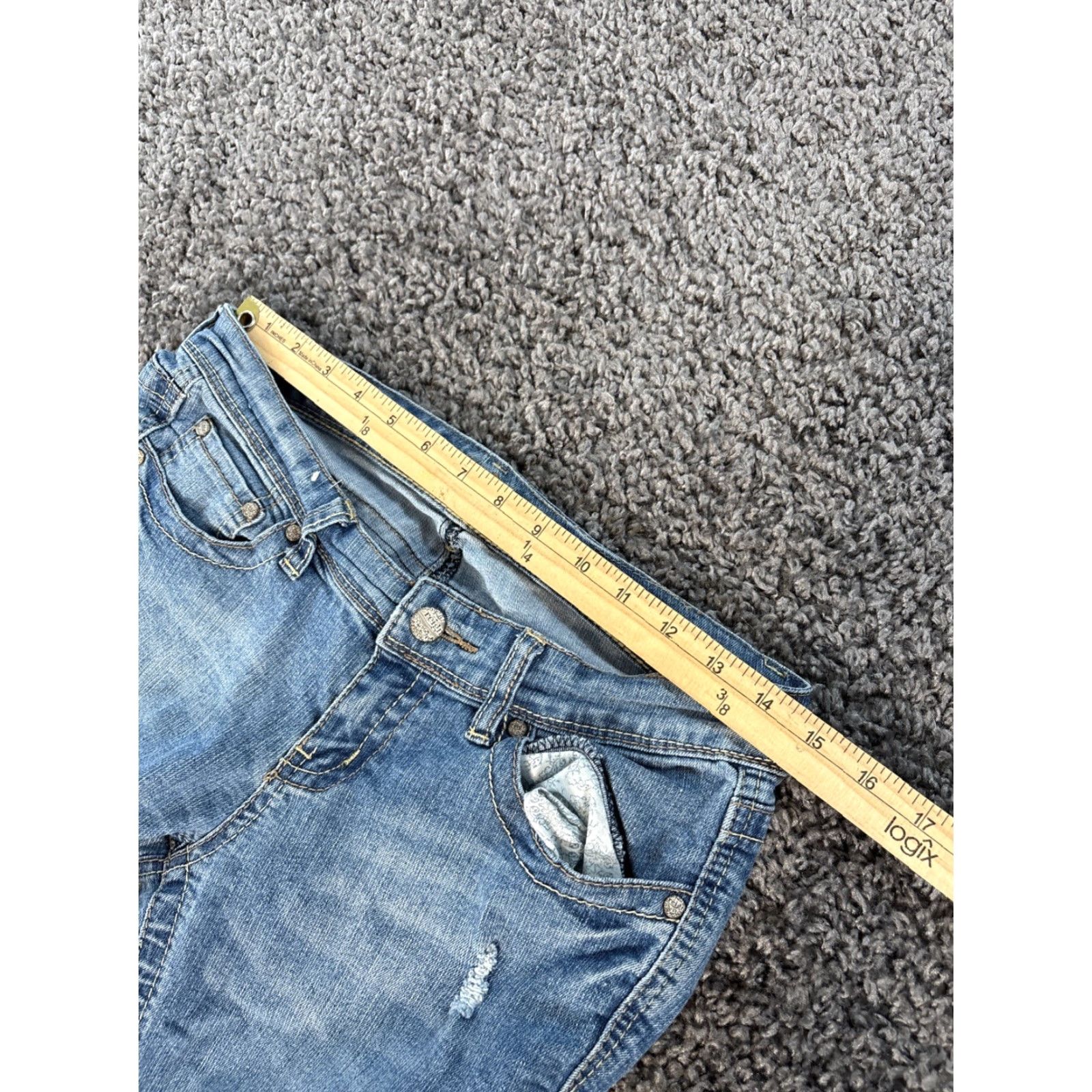 Vintage VINTAGE Reign Jeans Womens 30x28 Low Rise Light Wash Boho Stitched Y2K Jeans Women 30 Bootcut Blues 90s Bohemian Mens Womens Girls Size 30" / US 8 / IT 44 - 4 Thumbnail
