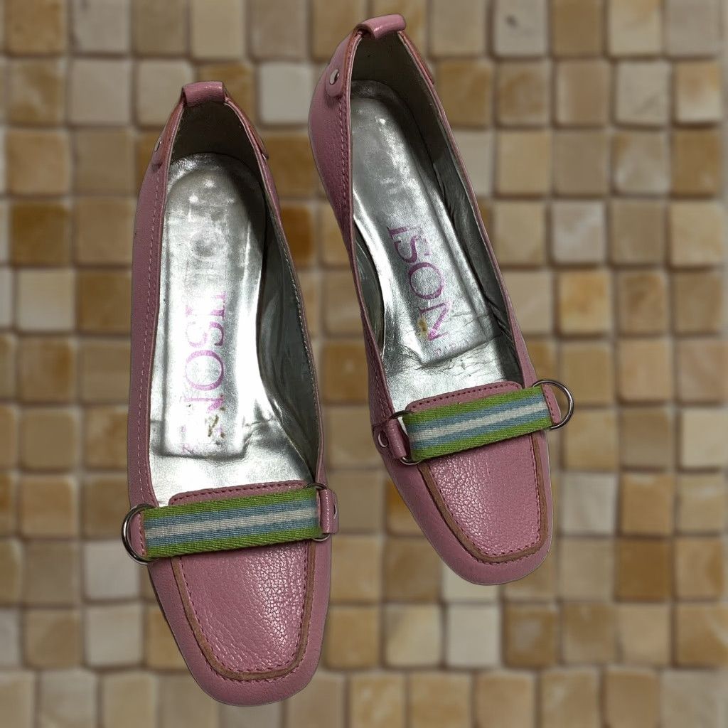 Vintage Louison Leather Ballerinas Pink Size 38 Womens Low Heels Flat Shoes