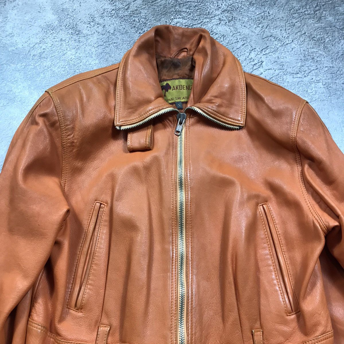 Vintage Vintage 90s Tan Leather Jacket Streetwear Workwear Relaxed M Size M / US 6-8 / IT 42-44 - 3 Thumbnail