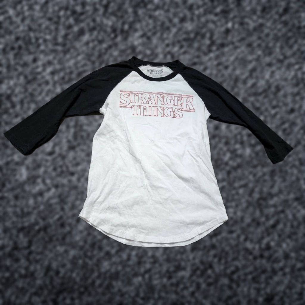 Vintage Stranger Things T-Shirt Womens S Baseball Style 3/4 Sleeve Distressed Womens Size S / US 4 / IT 40 - 1 Thumbnail