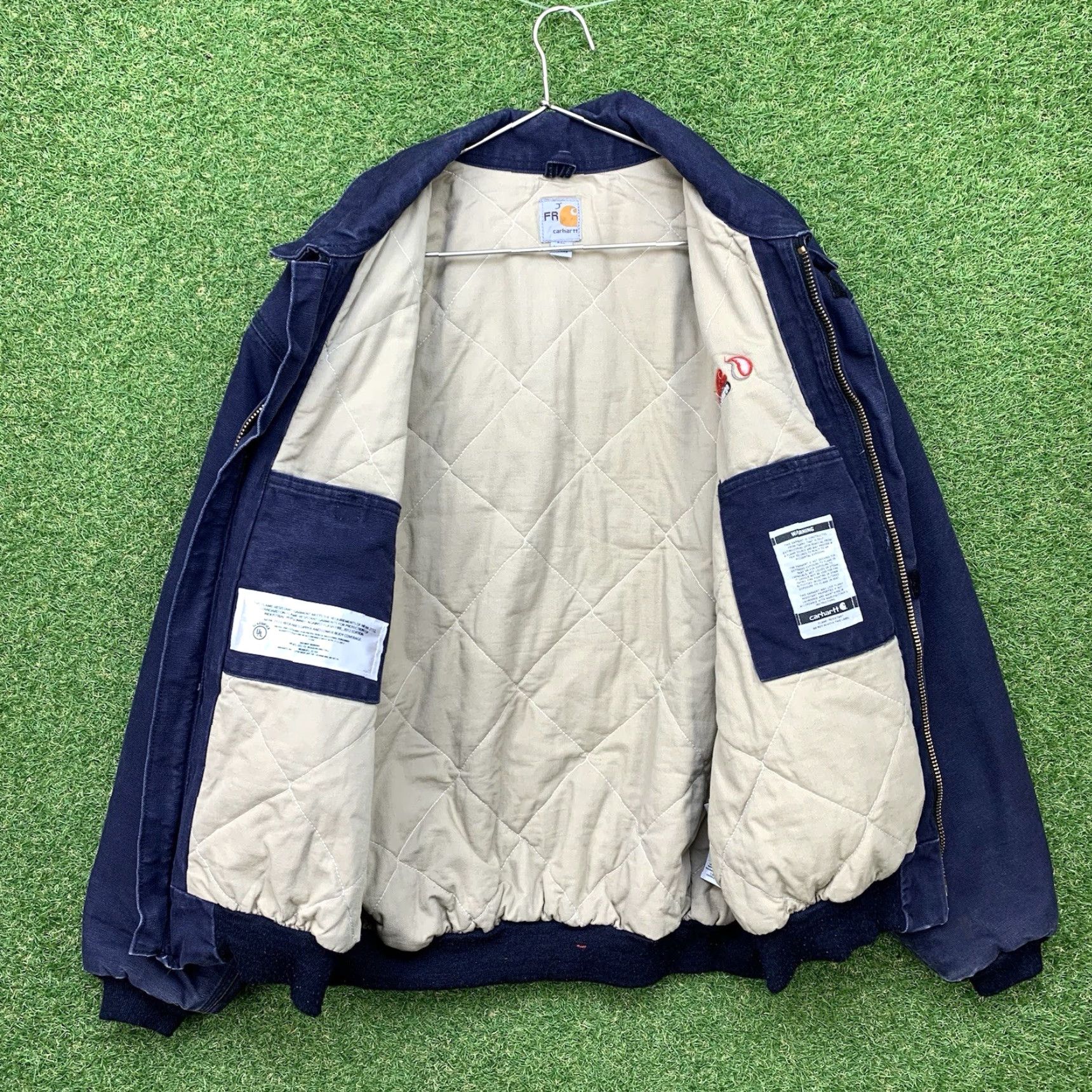 Carhartt VINTAGE Carhartt Jacket Mens 2XL Blue Flame Resistant Full Zip Workwear Lined Y2K FR Bomber Jacket All Seasons Pockets Regular Mens Concrete Size US XXL / EU 58 / 5 - 3 Thumbnail