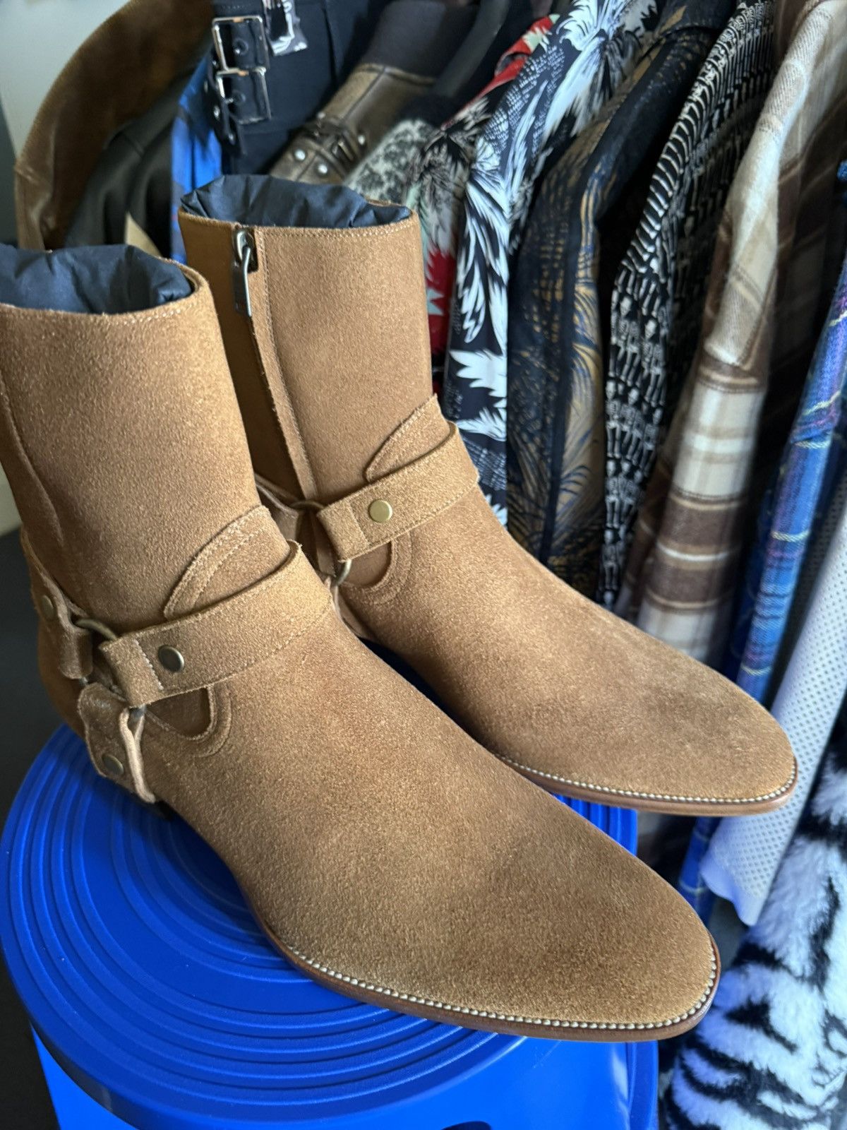 Saint Laurent Paris $1.45k Saint Laurent Wyatt Harness boots 41.5 tan beige Size US 8.5 / EU 41-42 - 5 Thumbnail