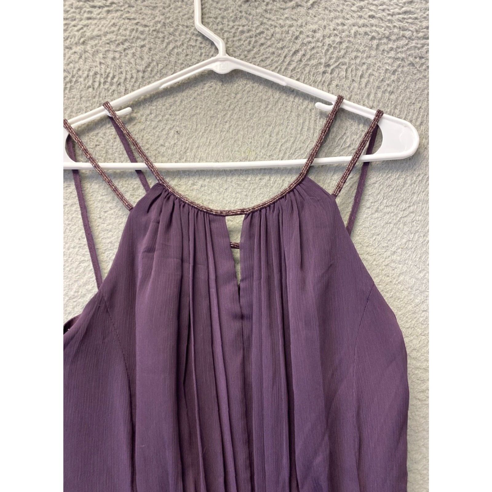 Vintage VINTAGE David's Bridal Bridesmaid Dress Sleeveless Size 4 Floral Plum Formal Wedding Size ONE SIZE - 2 Thumbnail