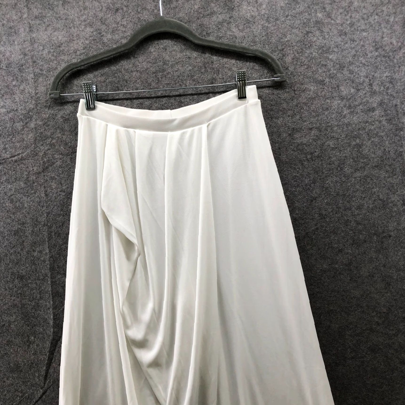 Zara Zara High Waisted Drape Front Pants Womens S White Wide Leg Pull On Stretchy Size 28" / US 6 / IT 42 - 3 Thumbnail