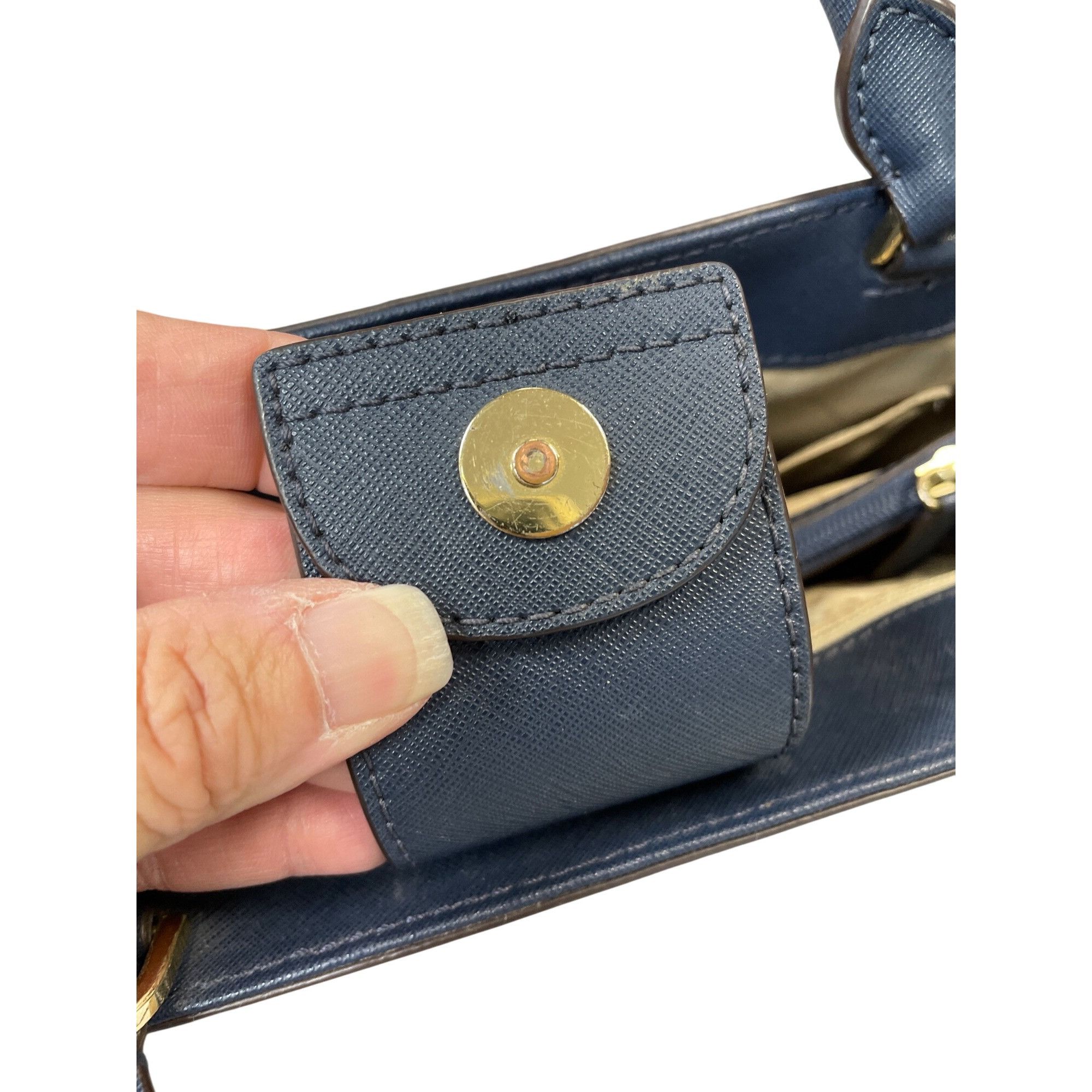 Michael Kors Michael Kors Womans Navy Blue Saffiano Leather Satchell Cros Size ONE SIZE - 18 Thumbnail