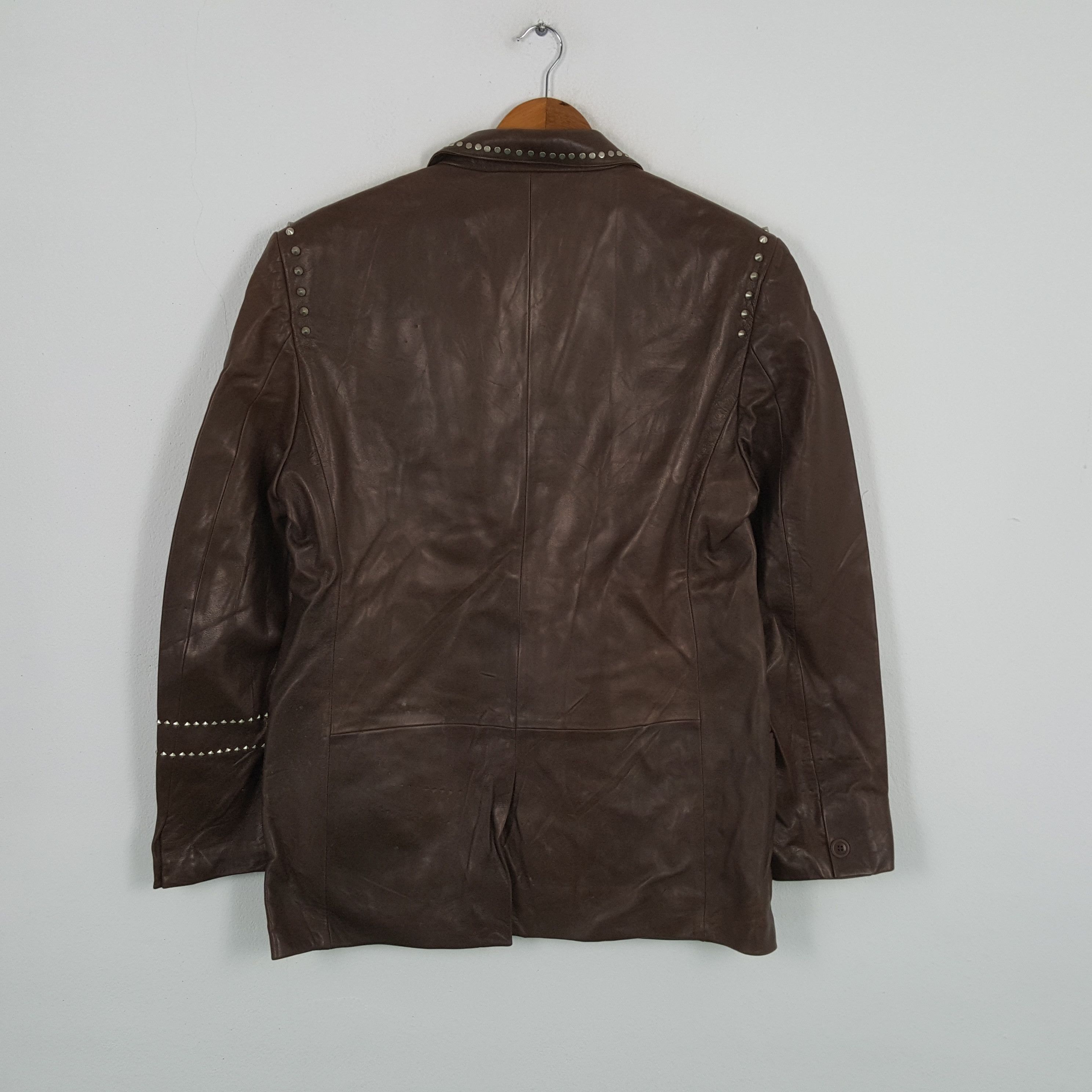 Versace × Vintage Vintage GIANNI VERSACE Italian Fashion Brand Leather Blazer Size 38R - 3 Thumbnail