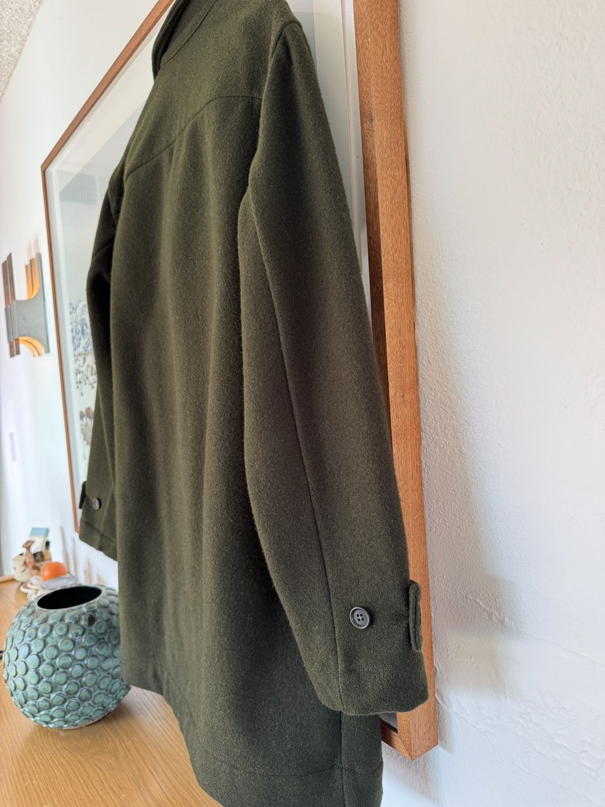 Evan Kinori Covered Placket Coat in Melton Wool Size US M / EU 48-50 / 2 - 6 Thumbnail