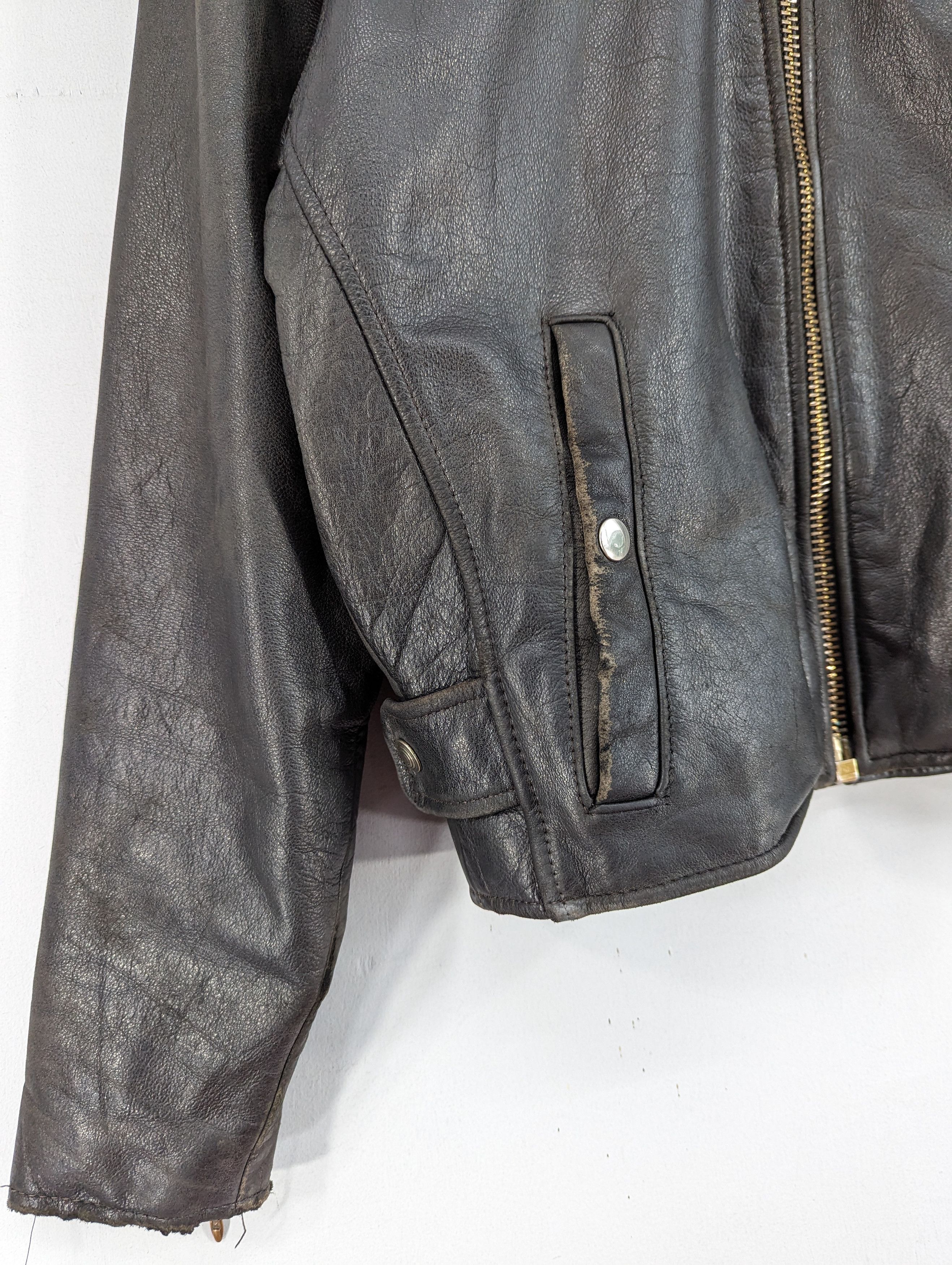 Vintage 🔥Vintage Unbrand Distressed Leather Jacket Ramones Size US S / EU 44-46 / 1 - 11 Thumbnail
