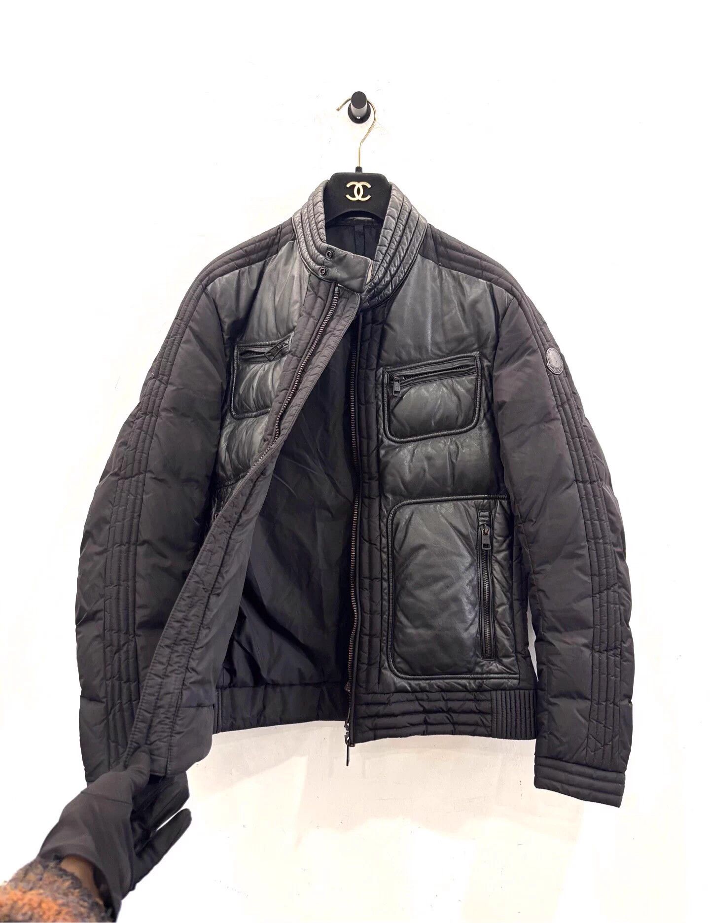 Moncler Moncler Allemand Men's Black Leather SideLog Biker Puffer Size US S / EU 44-46 / 1 - 3 Thumbnail