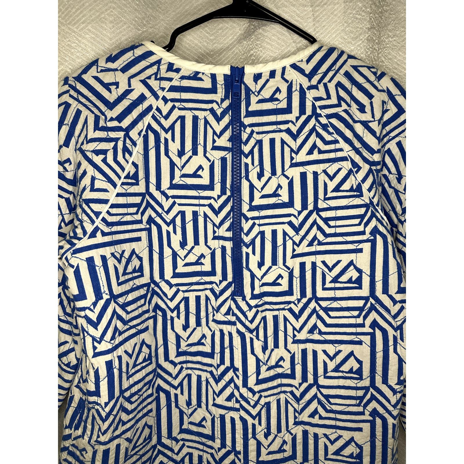 J.Crew J. Crew Quilted Tiki Geometric Swearshirt Blue/White 8 Size M / US 6-8 / IT 42-44 - 7 Thumbnail