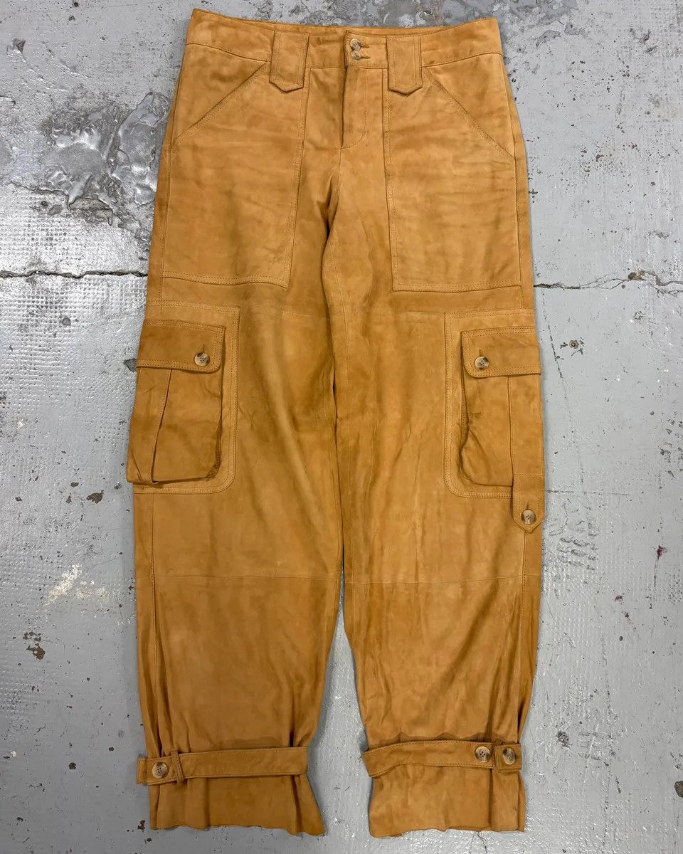 Dolce & Gabbana 2000s Dolce & Gabbana Camel Suede Leather Cargo Pants Size US 32 / EU 48 - 4 Thumbnail