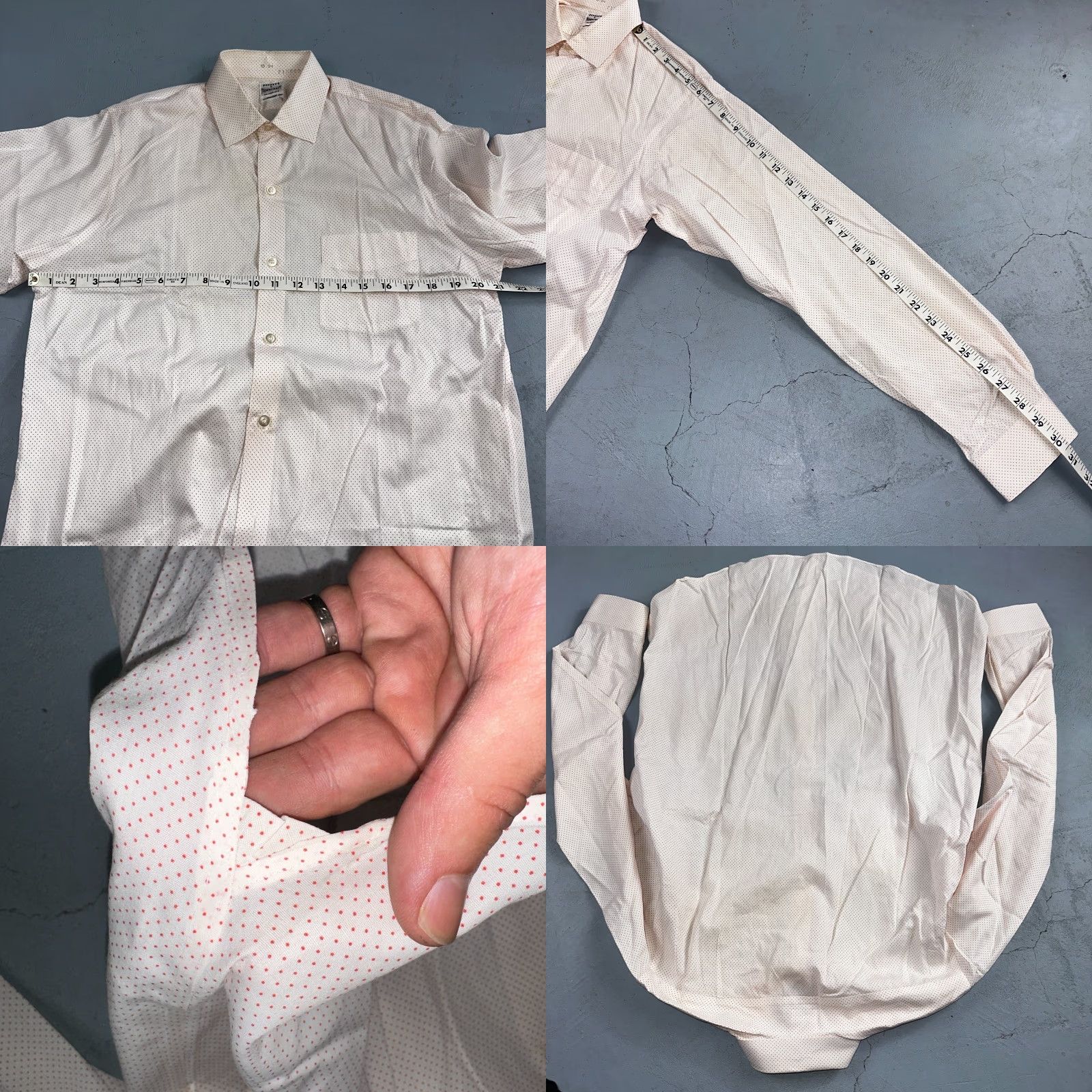 Vintage VINTAGE 1950s Penney's Towncraft Button-Front Dress Shirt Large Blue Polka Dot Mens Size 42R - 8 Thumbnail