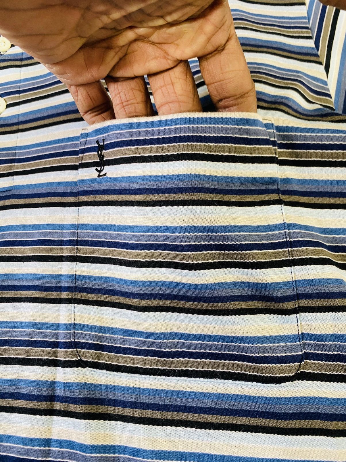 Yves Saint Laurent Yves Saint Lauren Stripe Colar Shirt Size US M / EU 48-50 / 2 - 8 Thumbnail