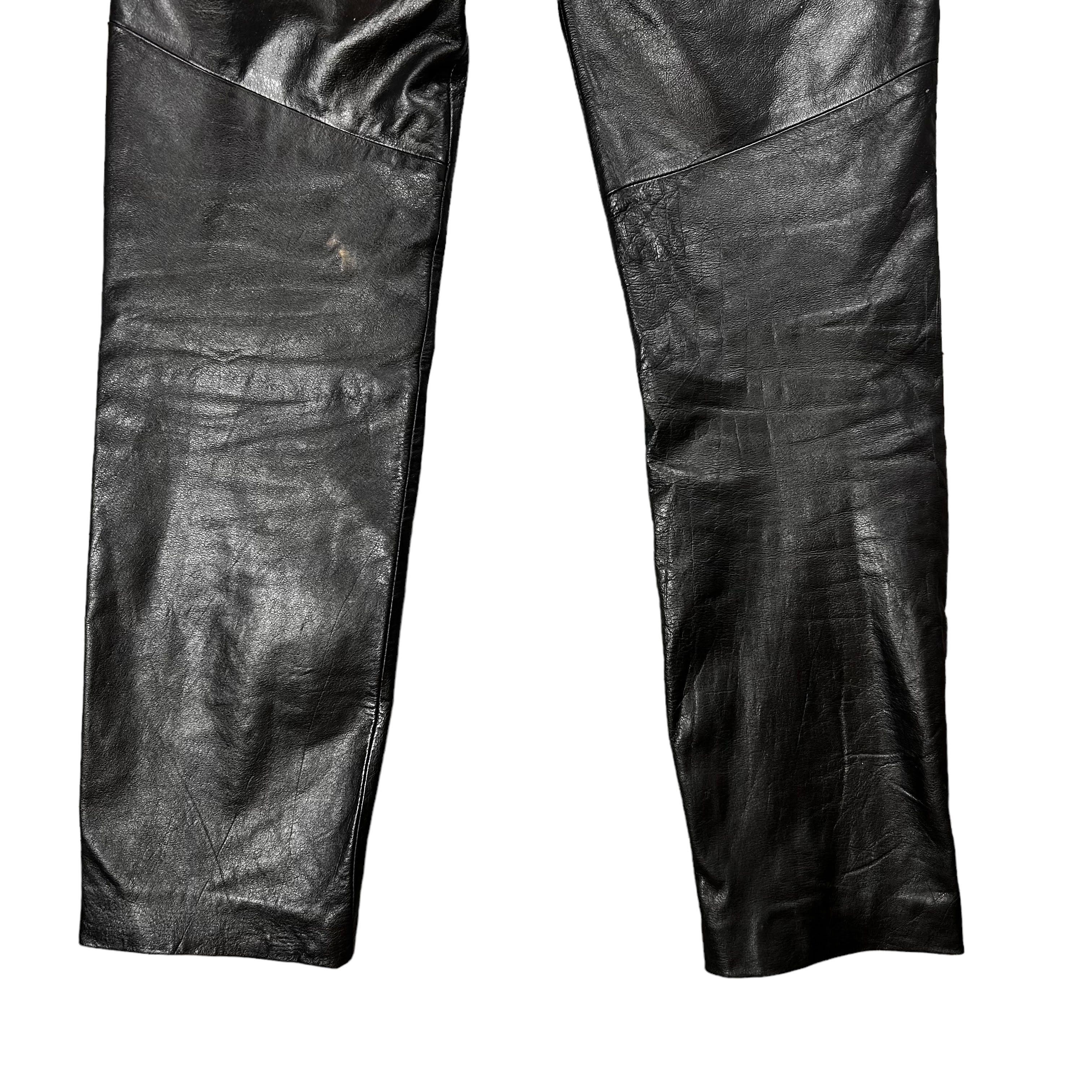Leather × Vintage Vintage Black Leather Women's Pants Slim W28L30 Size 28" / US 6 / IT 42 - 7 Thumbnail
