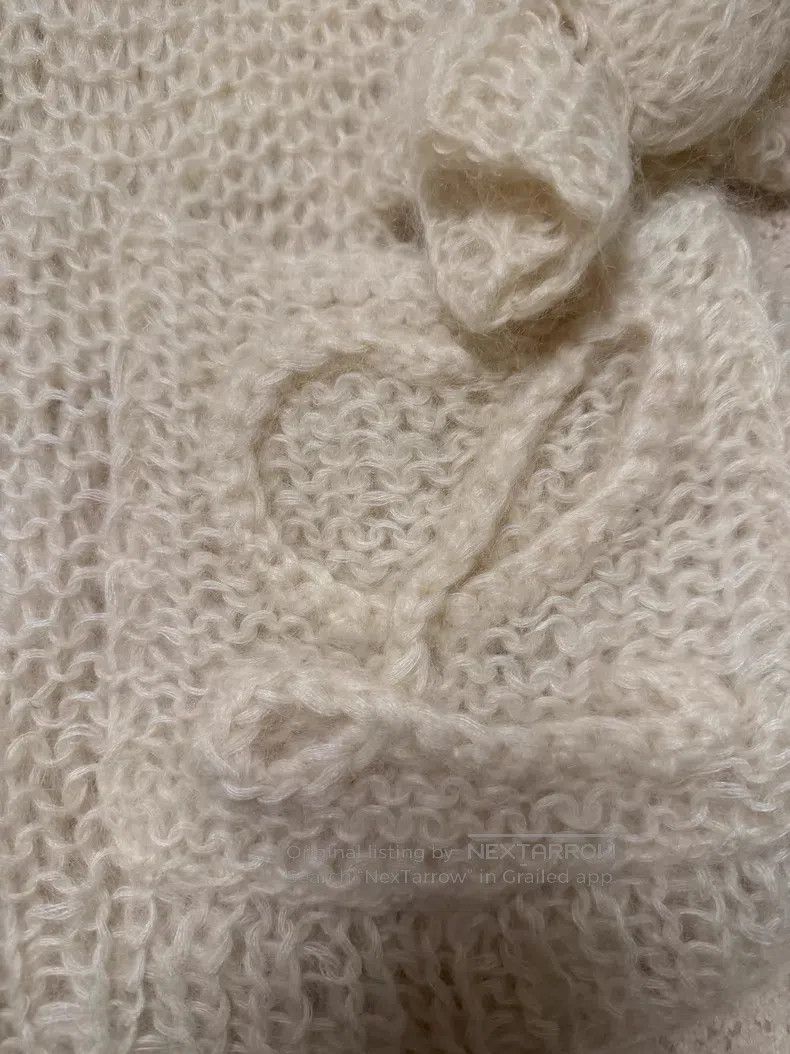Loewe Loewe Beige Logo Mohair V-Neck Open Cardigan Jacket Size XS / US 0-2 / IT 36-38 - 6 Thumbnail