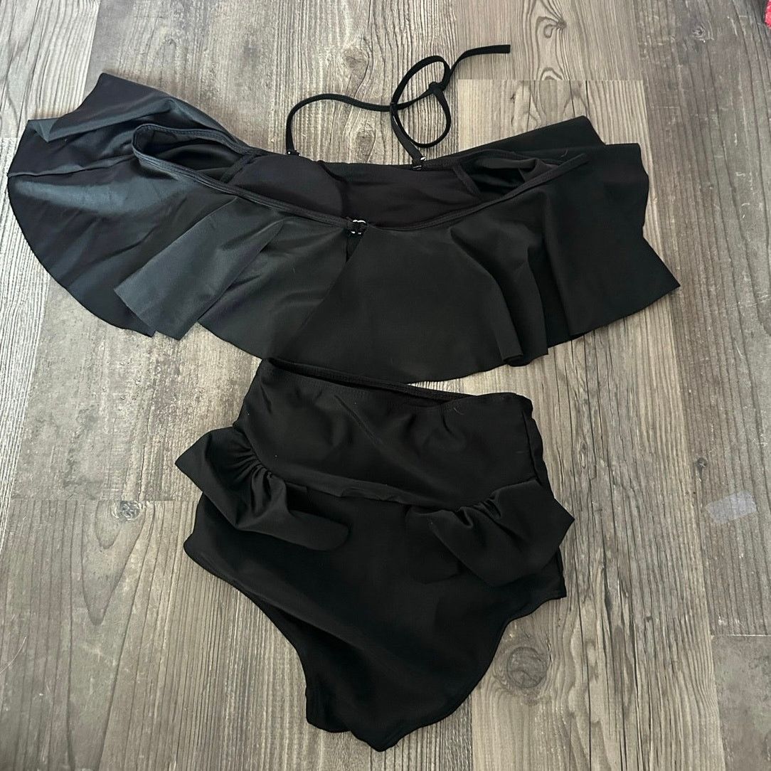 Shein shein black two piece swimsuit high waisted Size S / US 4 / IT 40 - 2 Thumbnail