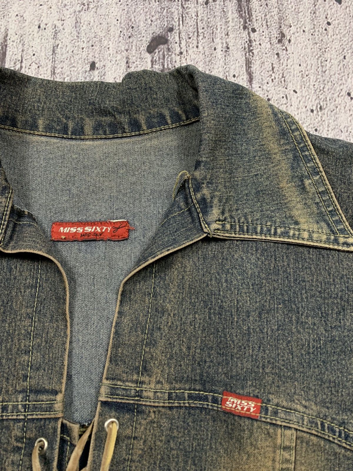 Japanese Brand Miss Sixty Denim Jacket Vintage Y2k Style Avantgarde Size S / US 4 / IT 40 - 6 Thumbnail