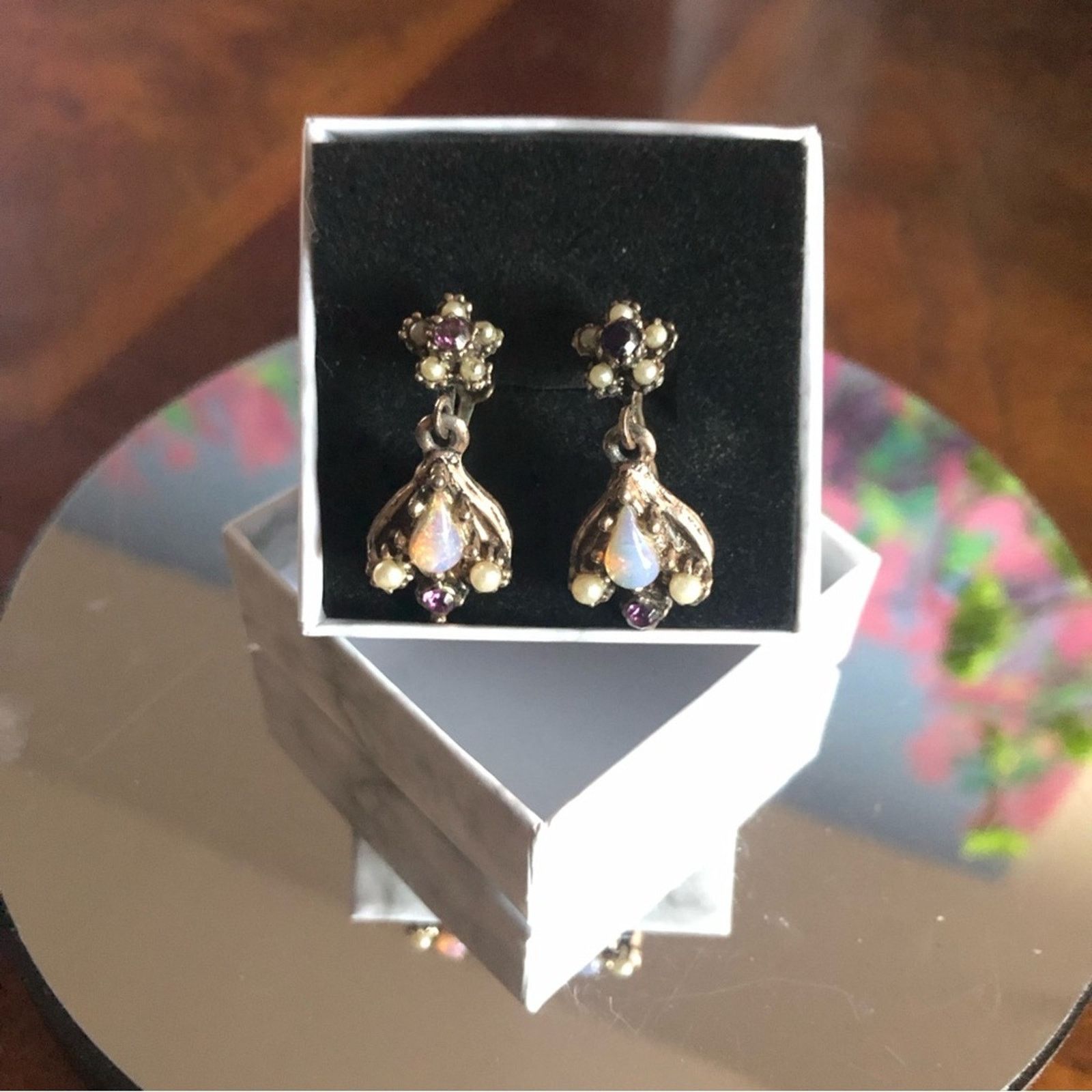 Other Antique teardrop opalite amethyst mini pearl earrings Size ONE SIZE - 6 Thumbnail