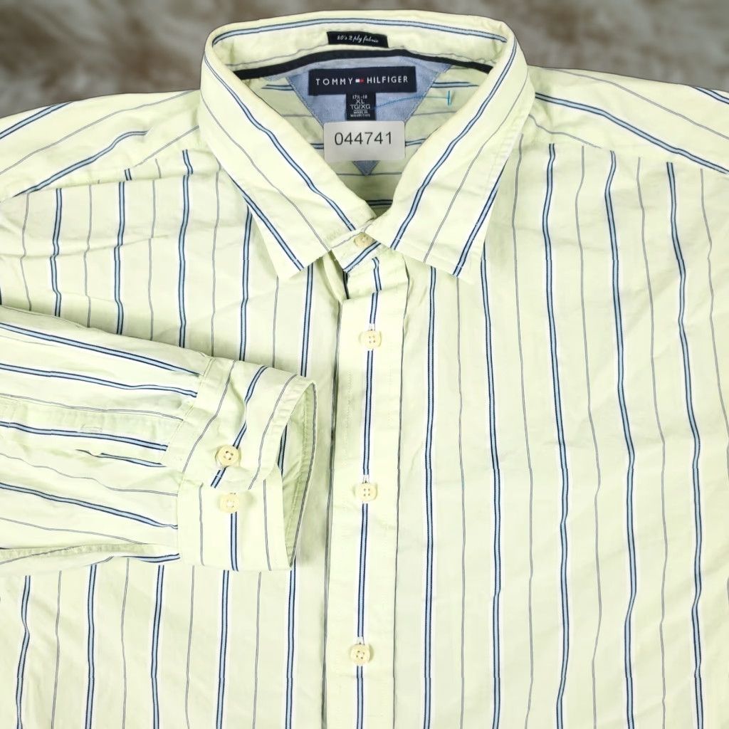 Tommy Hilfiger Tommy Hilfiger Striped Button-Up Shirt Mens XL Yellow Blue Casual Long Sleeve Classic Size US XL / EU 56 / 4 - 1 Thumbnail