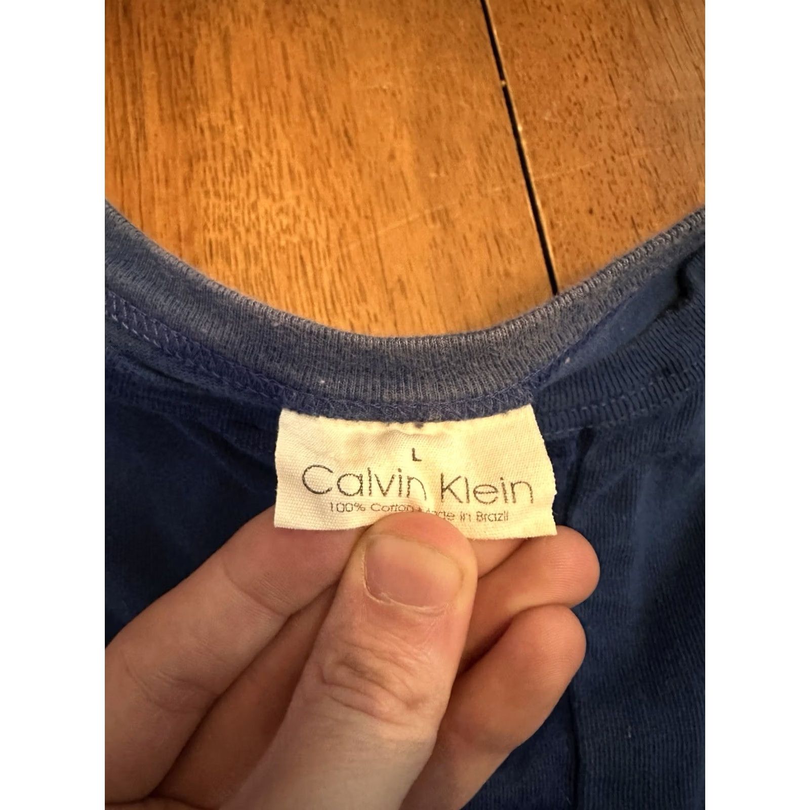 Calvin Klein VINTAGE Calvin Klein Henley Shirt Large Ringer Blue 90s Mens Size US L / EU 52-54 / 3 - 4 Thumbnail