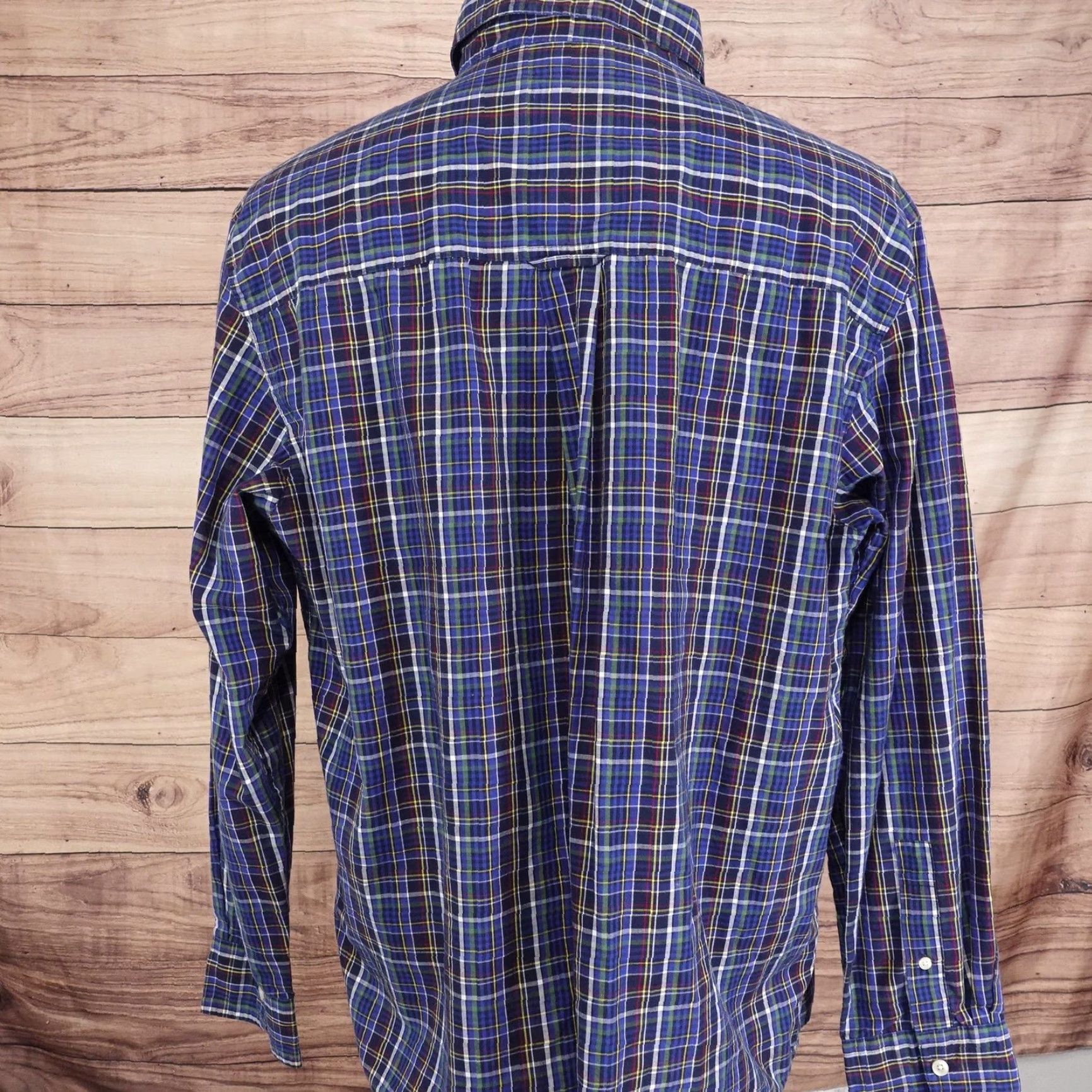 Chaps Chaps Shirt Mens XL Blue Plaid Long Sleeve Button Down Easy Care Woven Cotton Polyester Casual Size US XL / EU 56 / 4 - 5 Thumbnail