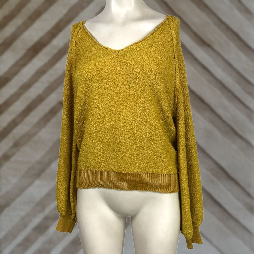 Vintage CODE X MODE Women Medium Gold Long Sleeve V Neck Pullover Top Size M / US 6-8 / IT 42-44 - 1 Thumbnail