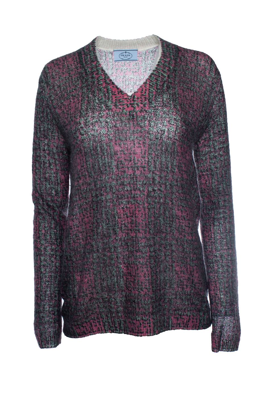 Prada Prada, pink and green printed v neck sweater Size M / US 6-8 / IT 42-44 - 1 Thumbnail