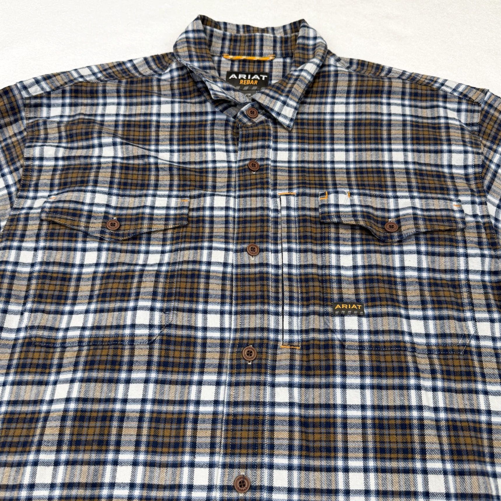 Ariat Ariat Shirt Mens XL Blue Plaid Flannel Long Sleeve Button Up Rebar Workwear Size US XL / EU 56 / 4 - 2 Thumbnail