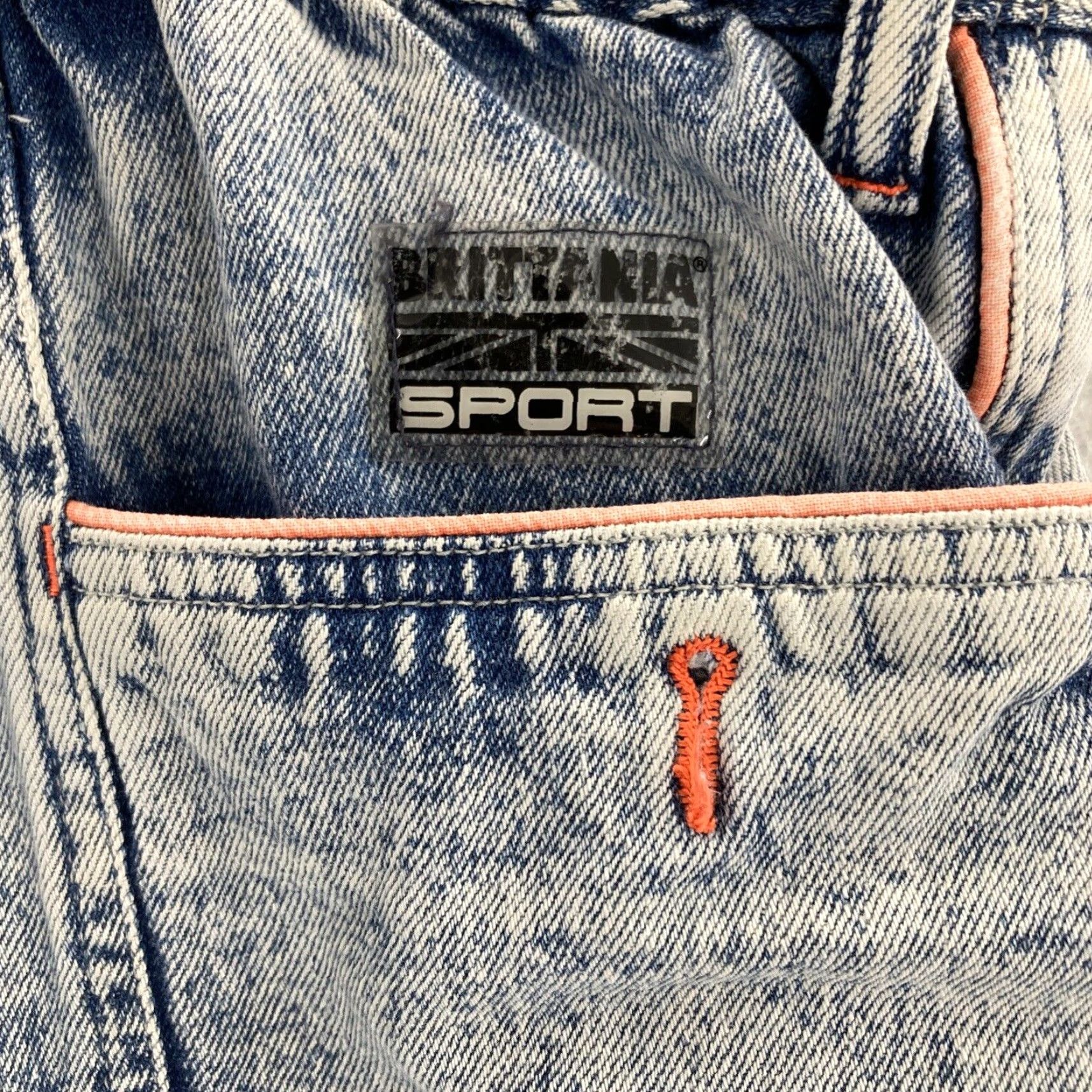 Vintage VTG Brittania Sport Shorts Mens Large Blue Stone Wash Stretch Waist COTTON Size US 33 - 7 Thumbnail