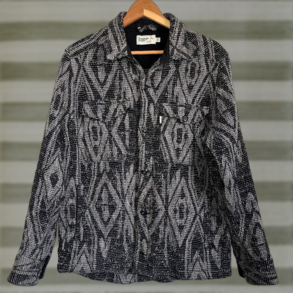 Wellen Men's Jacquard Overshirt Jacket 100% Organic Cotton Sz M Black Diamond - Shirt - Mens - Jacket - Vintage/Classic/Outdoor Style
